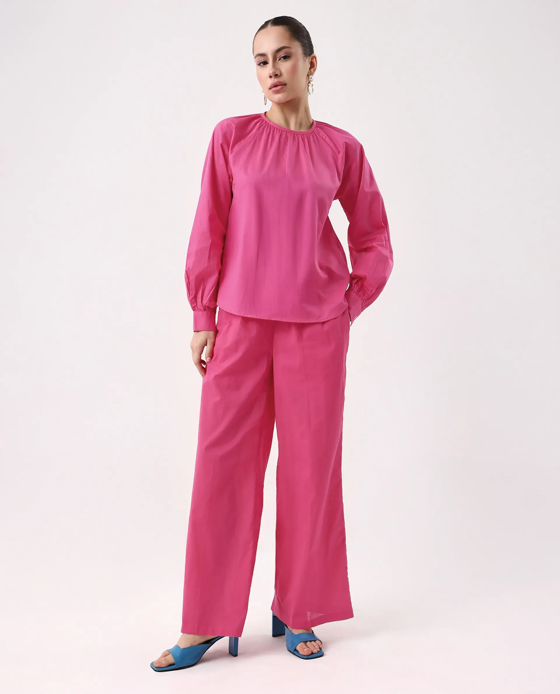 Rareism Women's Somhur B Pink Viscose Blend Plain Ankle Length Straight Fit Trouser - Image 3
