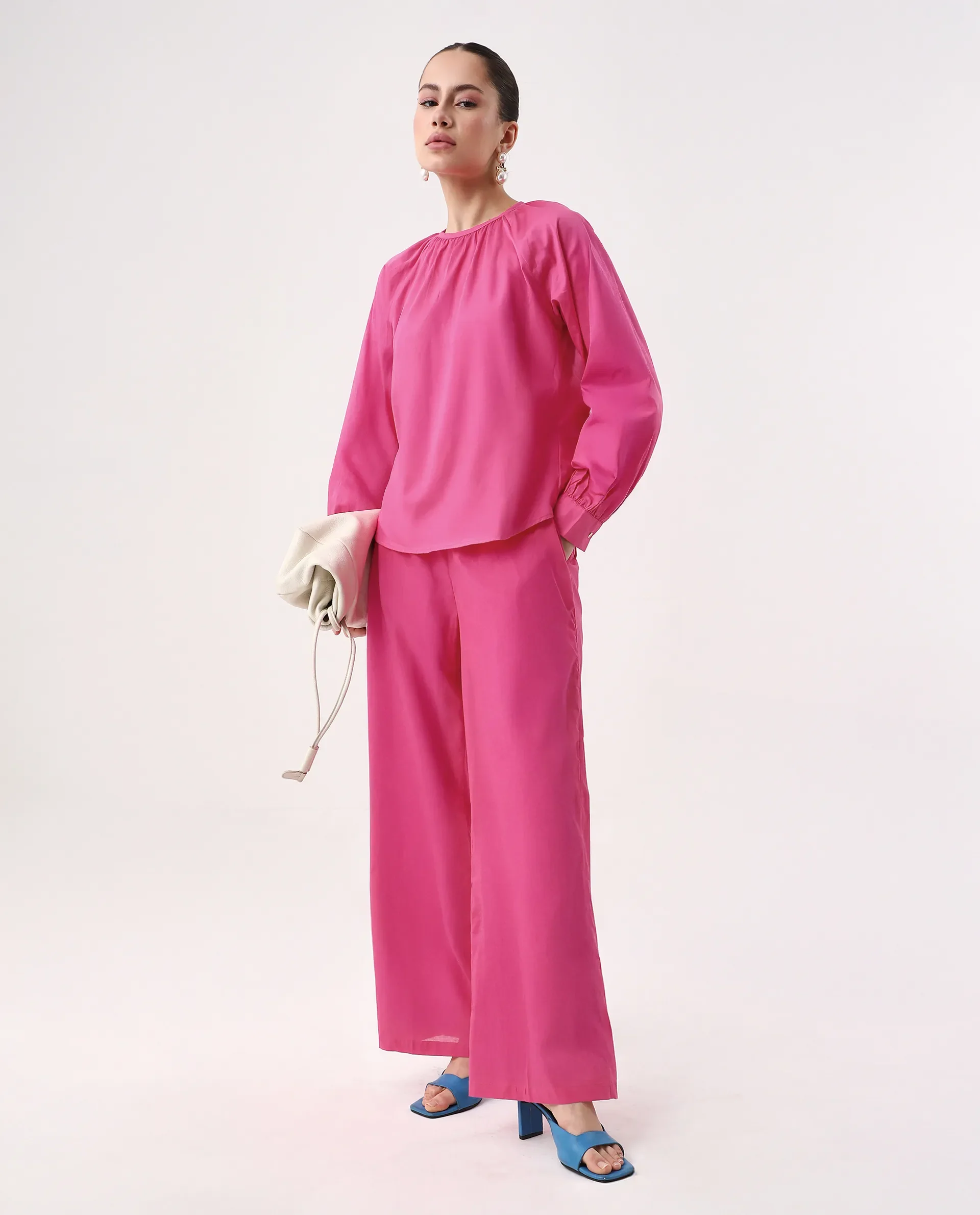 Rareism Women's Somhur B Pink Viscose Blend Plain Ankle Length Straight Fit Trouser - Image 4