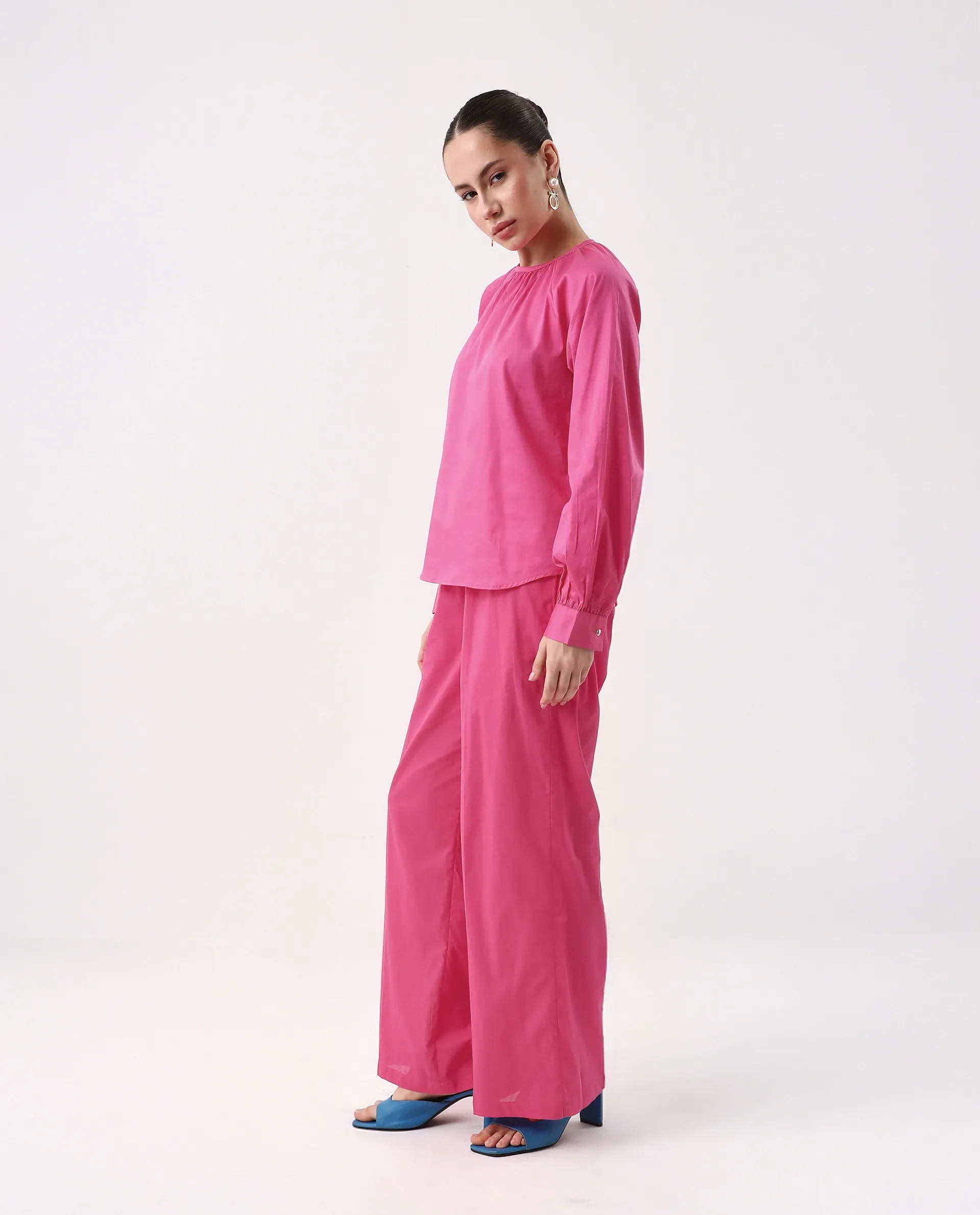 Rareism Women's Somhur B Pink Viscose Blend Plain Ankle Length Straight Fit Trouser - Image 6