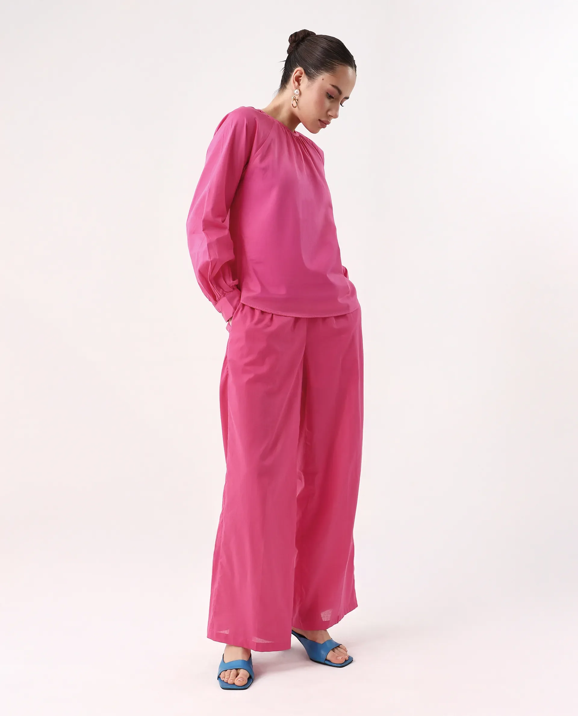 Rareism Women's Somhur B Pink Viscose Blend Plain Ankle Length Straight Fit Trouser - Image 7