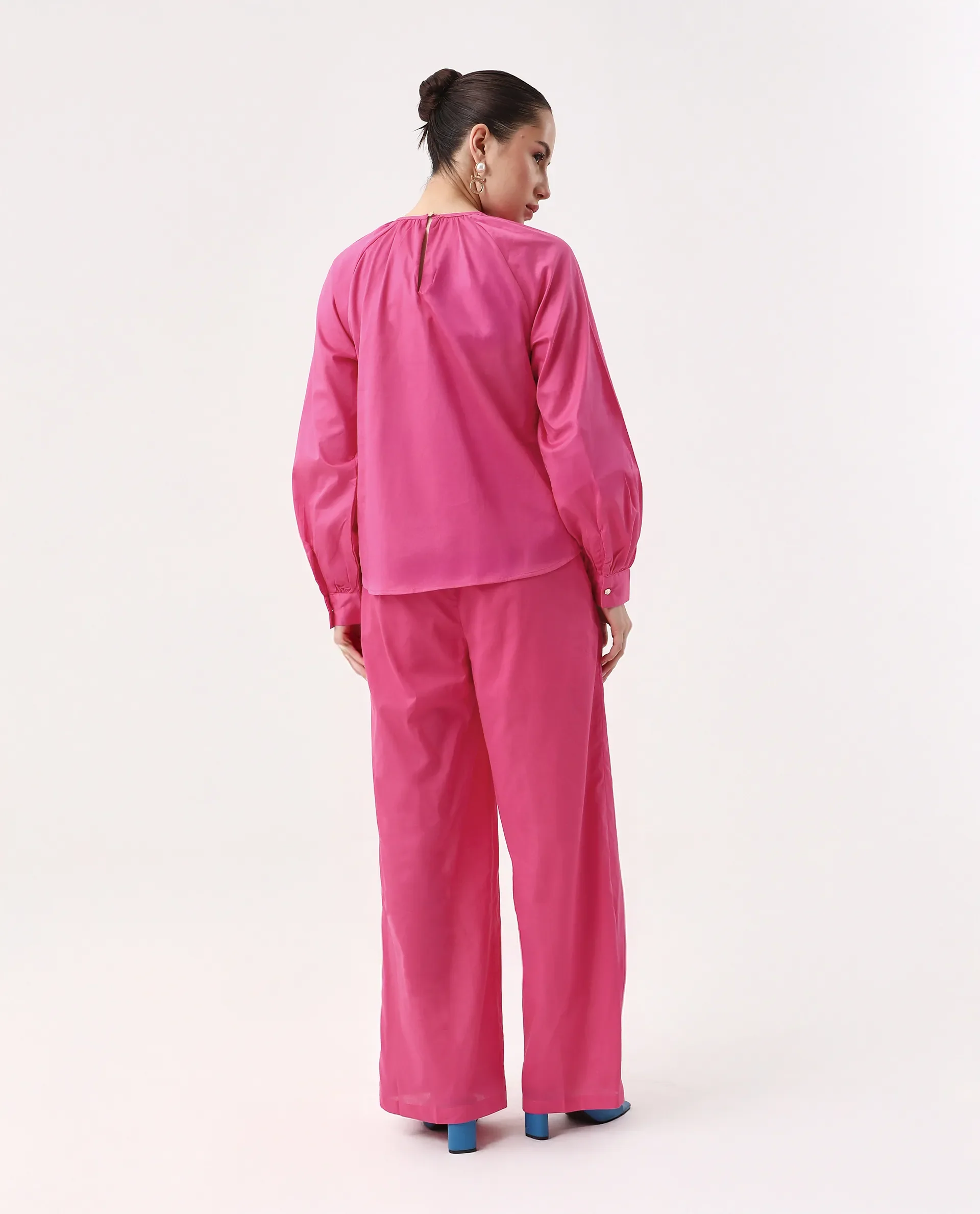 Rareism Women's Somhur B Pink Viscose Blend Plain Ankle Length Straight Fit Trouser - Image 8