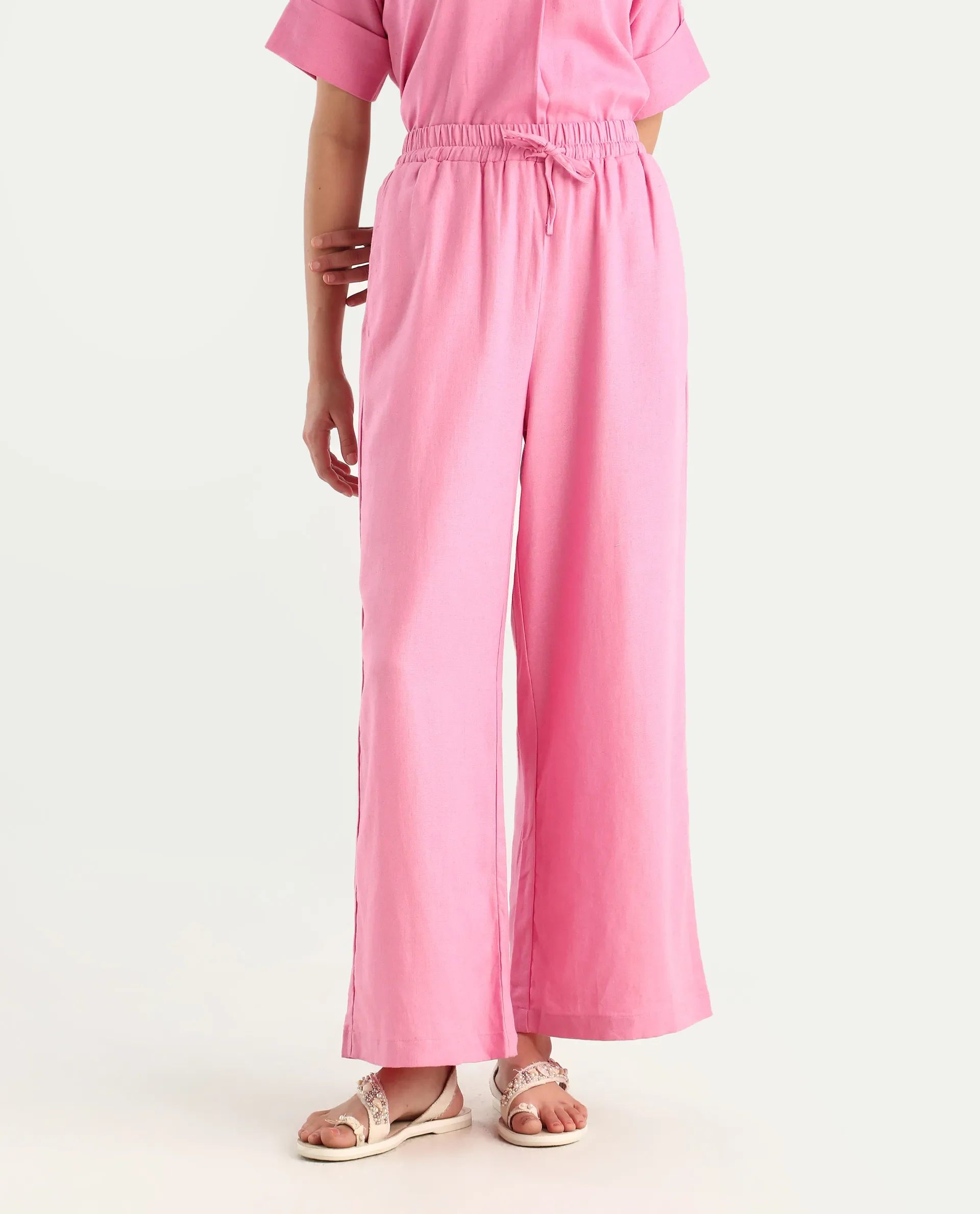 Rareism Women's Somkar B Pink Viscose Blend Plain Ankle Length Straight Fit Trouser - Image 2
