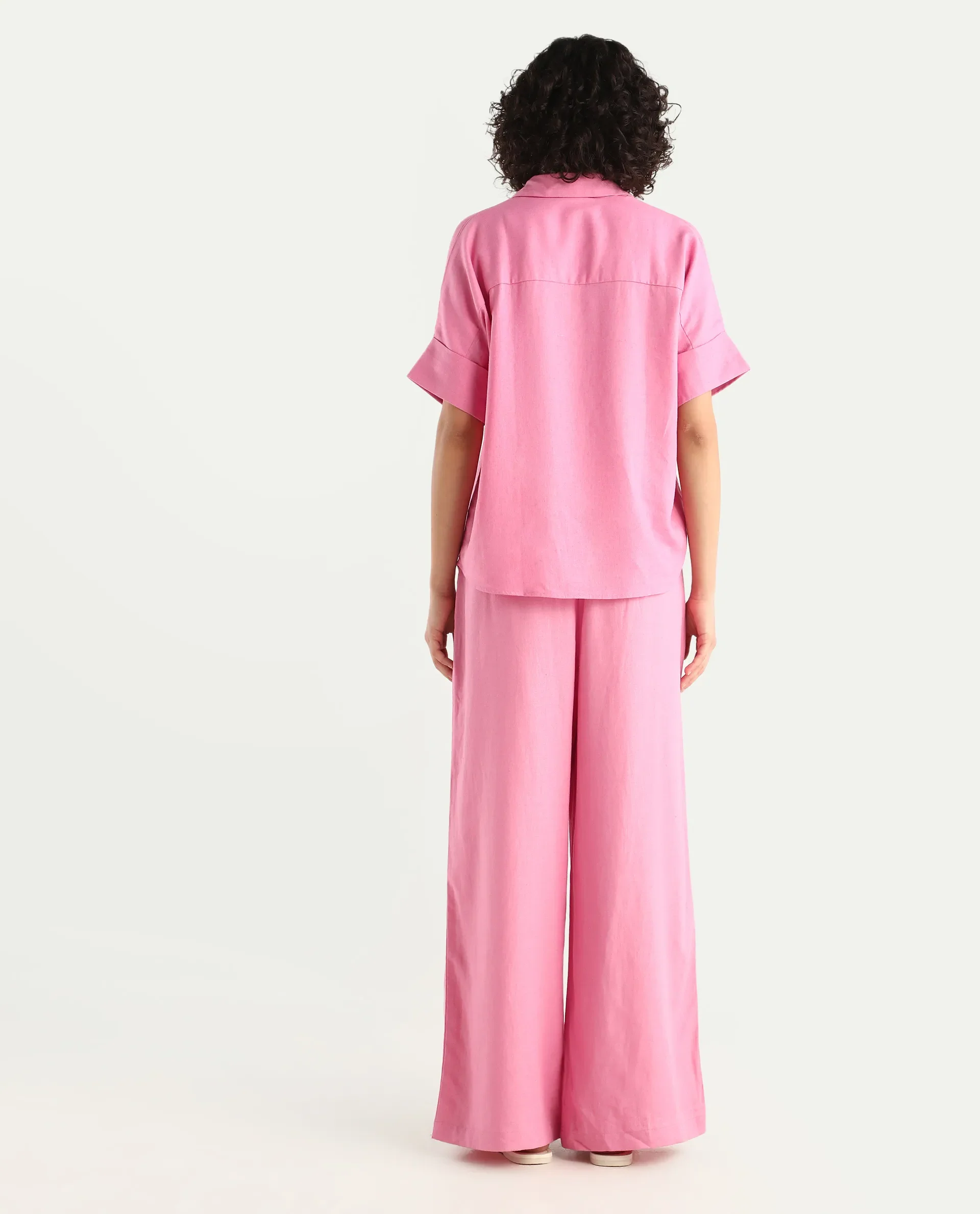 Rareism Women's Somkar B Pink Viscose Blend Plain Ankle Length Straight Fit Trouser - Image 7