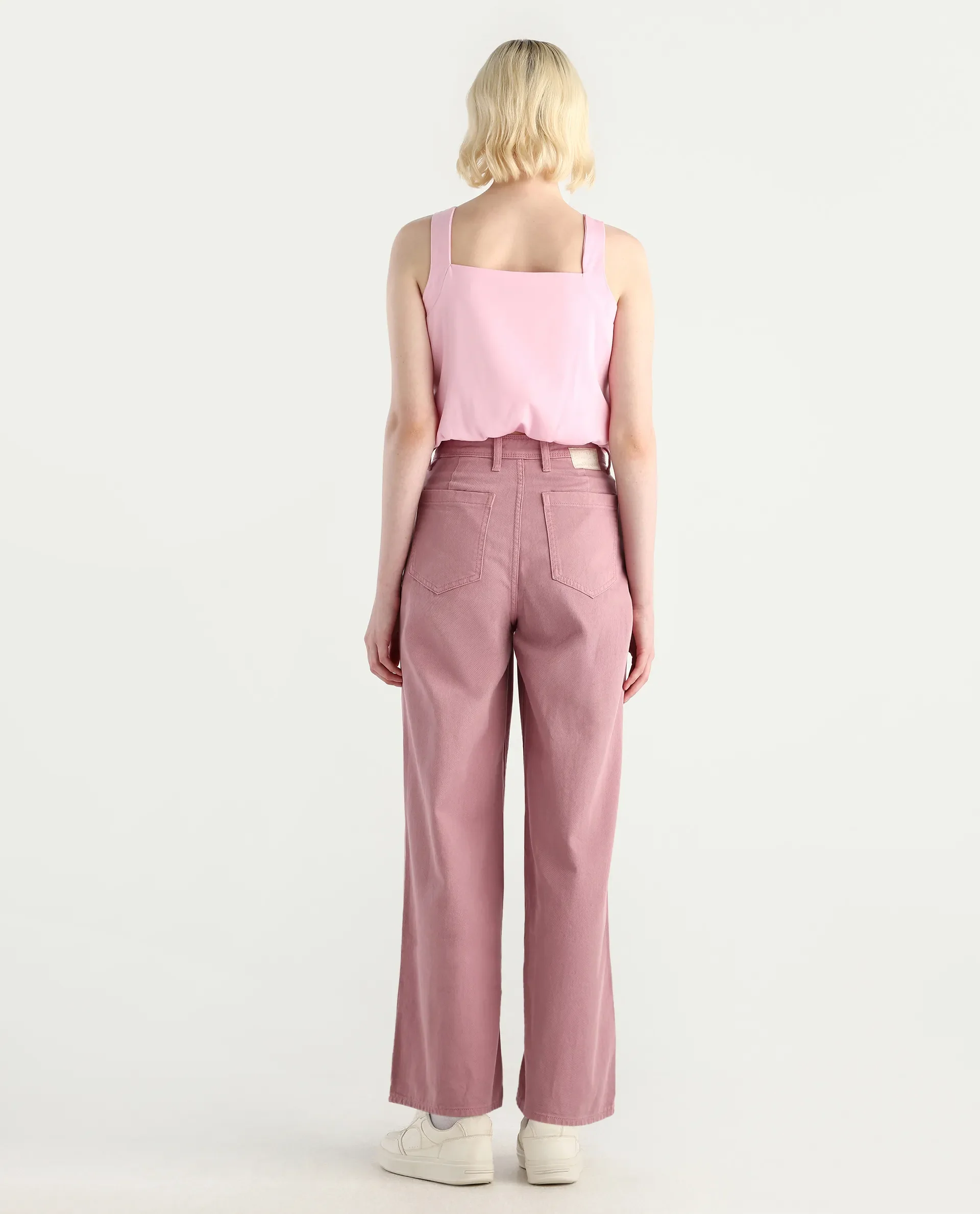 Rareism Women's Somnim Dusky Pink Cotton Plain Ankle Length Wide Trouser - Image 9