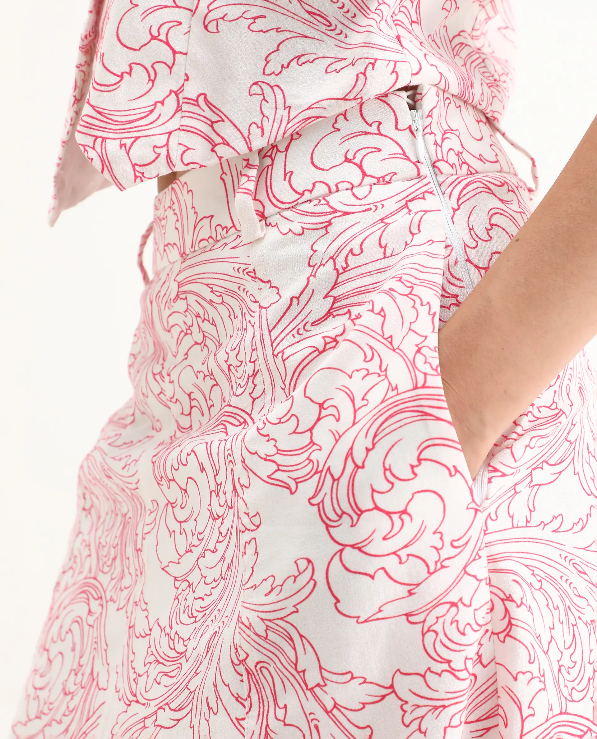 Rareism Women's Somnos B White Cotton Ornamental Print Maxi A-Line Skirt - Image 7