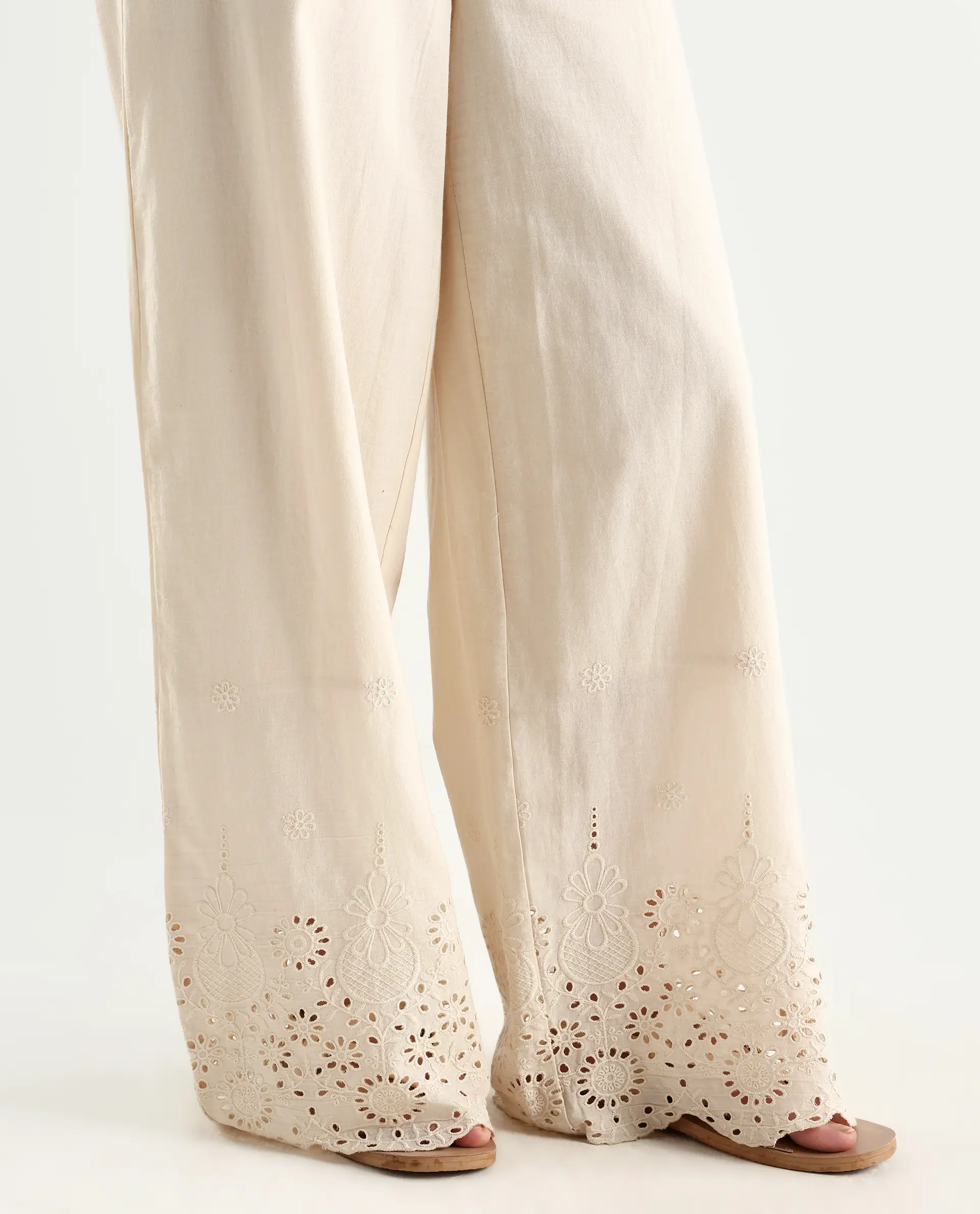 Rareism Women's Somse B Beige Cotton Plain Ankle Length Straight Fit Trouser - Image 4