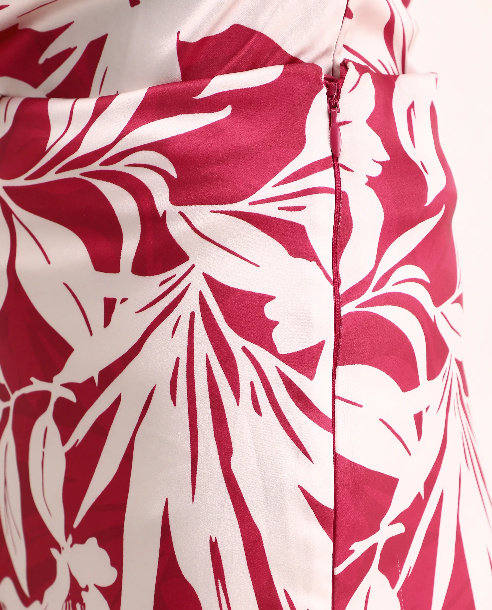 Rareism Women's Somtar B Pink Polyester Floral Print Midi Straight Fit Skirt - Image 3