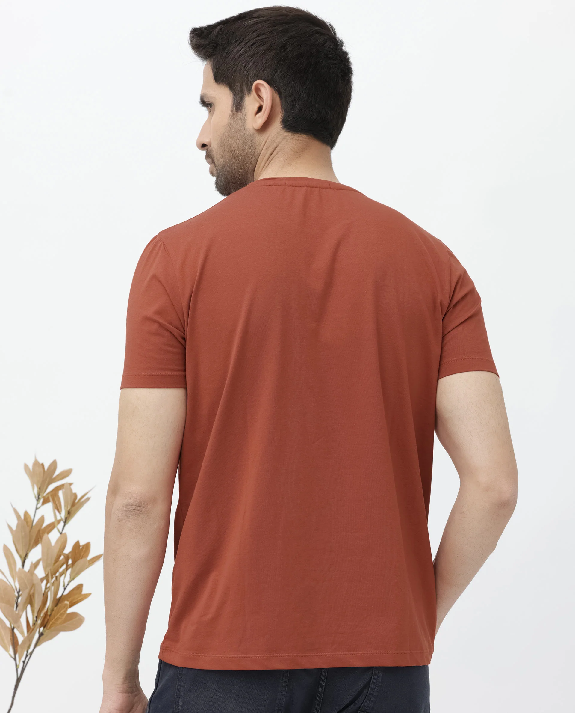Rare Rabbit Men's Sorin Rust Cotton Blend Graphic Print Regular Fit Half Sleeve Crew Neck T-Shirt - Image 8