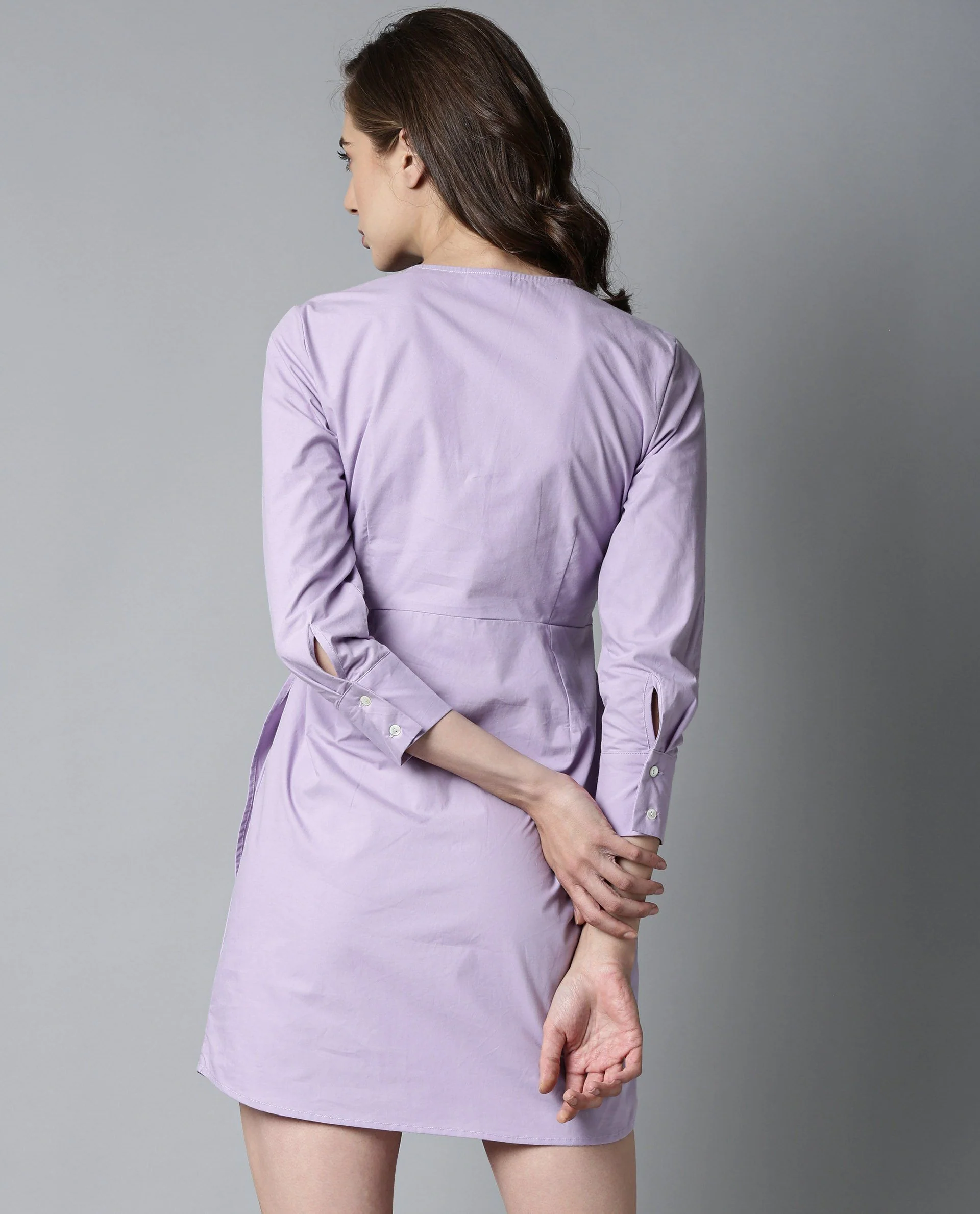 Rareism Women Soul Purple Dress Full Sleeves Solid - Image 3