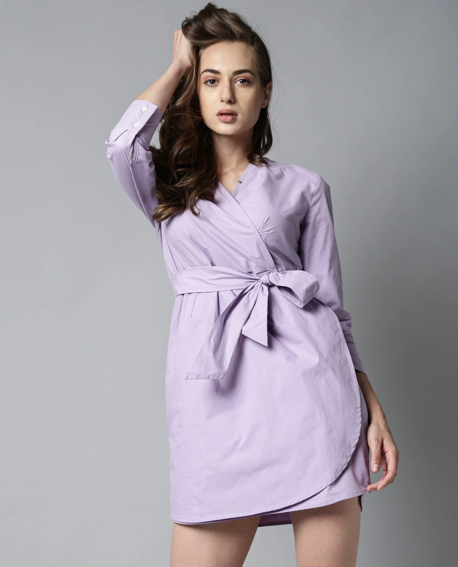 Rareism Women Soul Purple Dress Full Sleeves Solid - Image 5