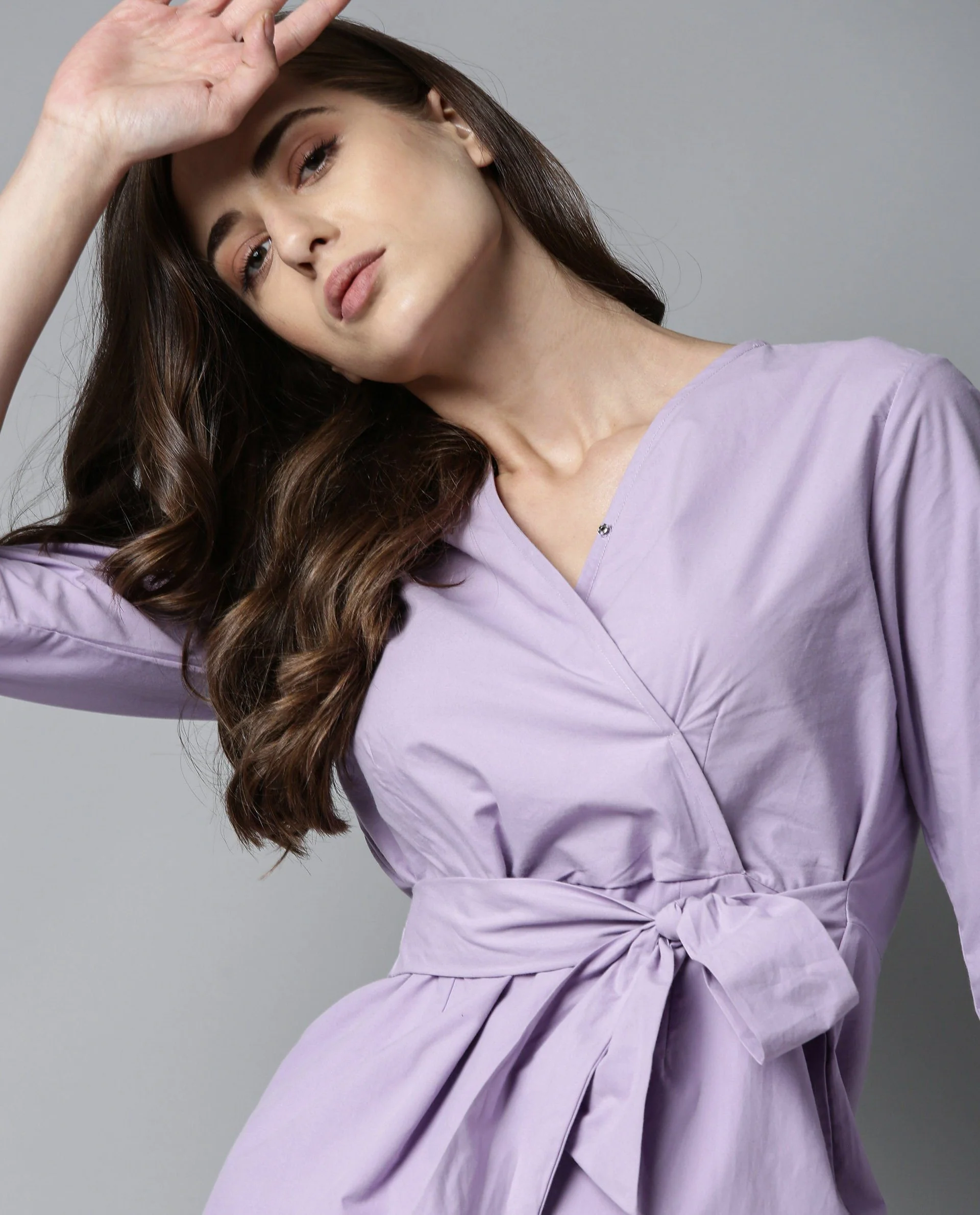 Rareism Women Soul Purple Dress Full Sleeves Solid - Image 7