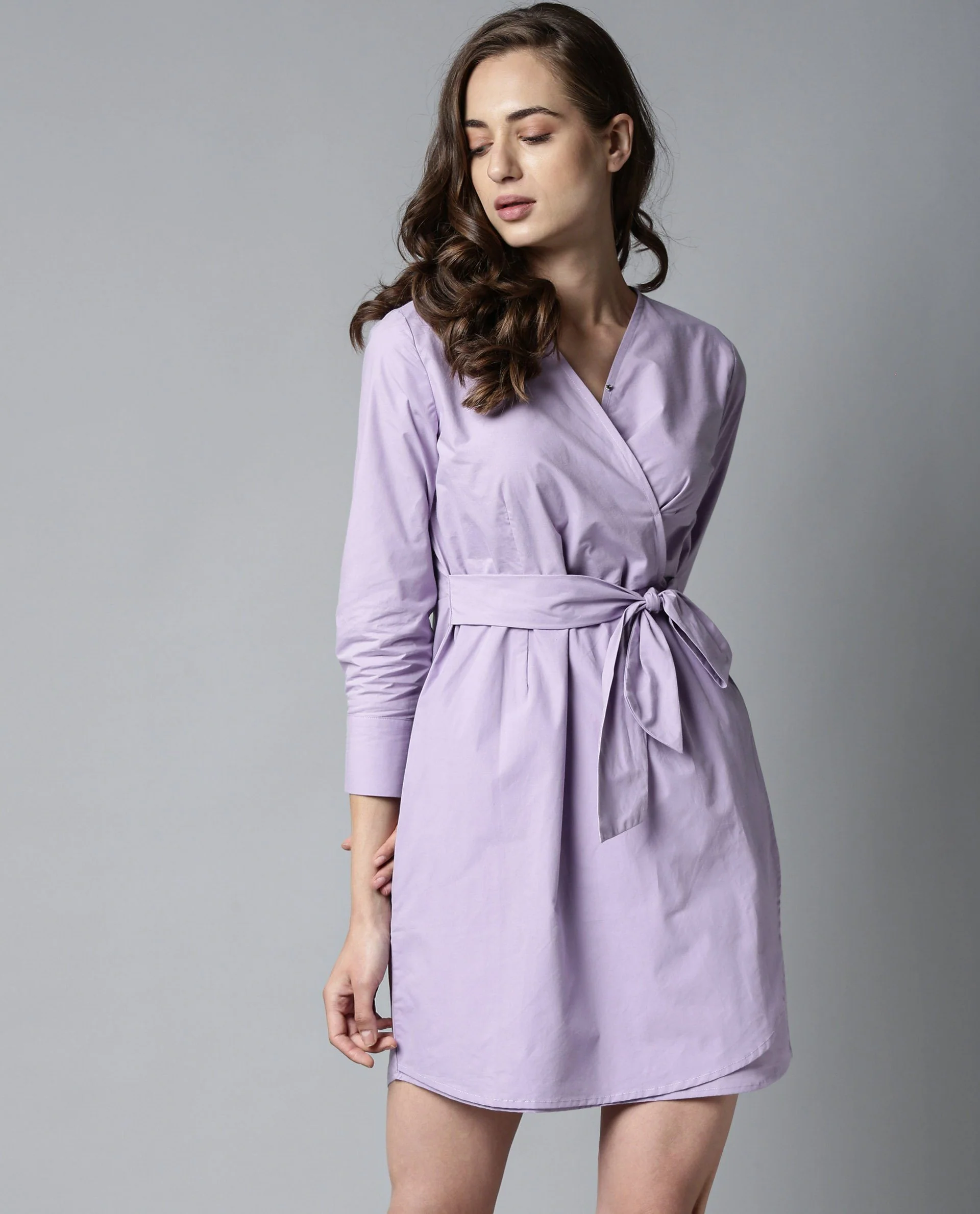 Rareism Women Soul Purple Dress Full Sleeves Solid - Image 8