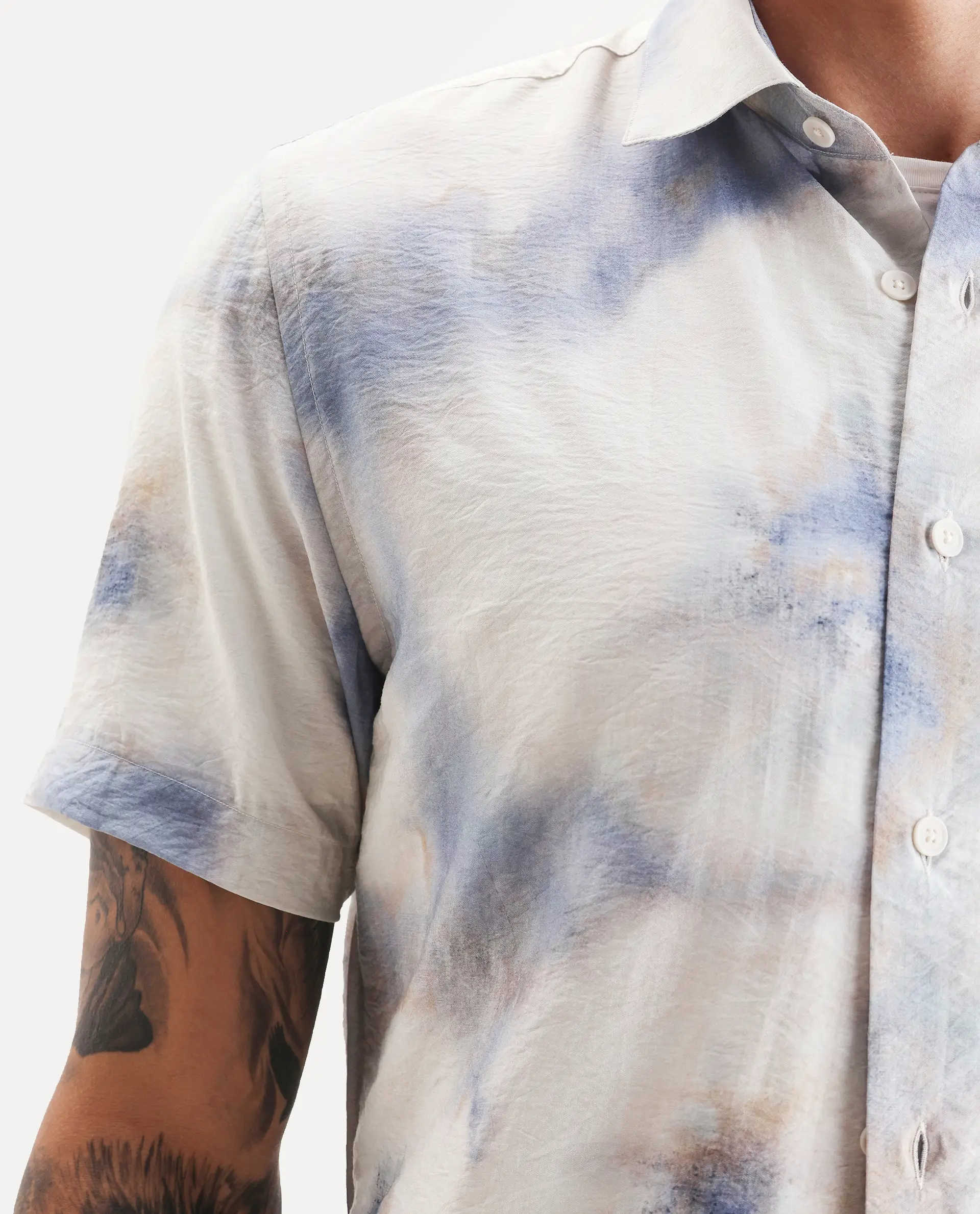 Rare Rabbit Men's Sove Off White Viscose Blend Fabric Collared Neck Regular Fit Printed Shirt - Image 3