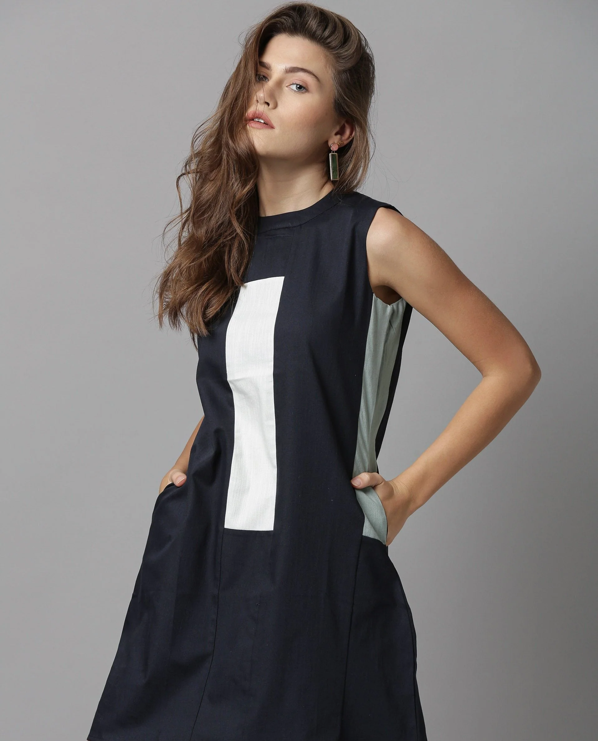 Rareism Women Space Navy Dress Sleeveless - Image 4