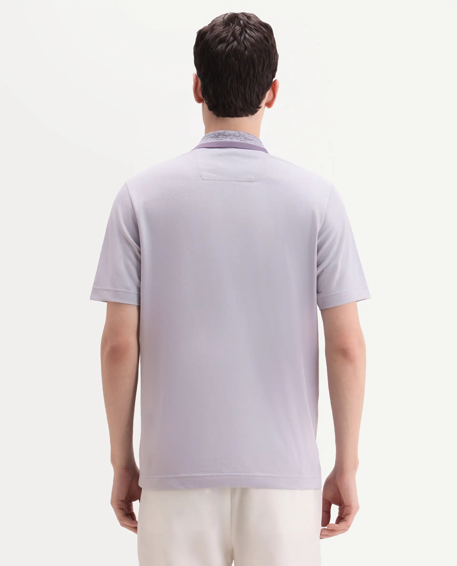 Rare Rabbit Men's Spalo Purple Cotton Blend Fabric Half Sleeve Spread Collar Regular Plain Polo - Image 7