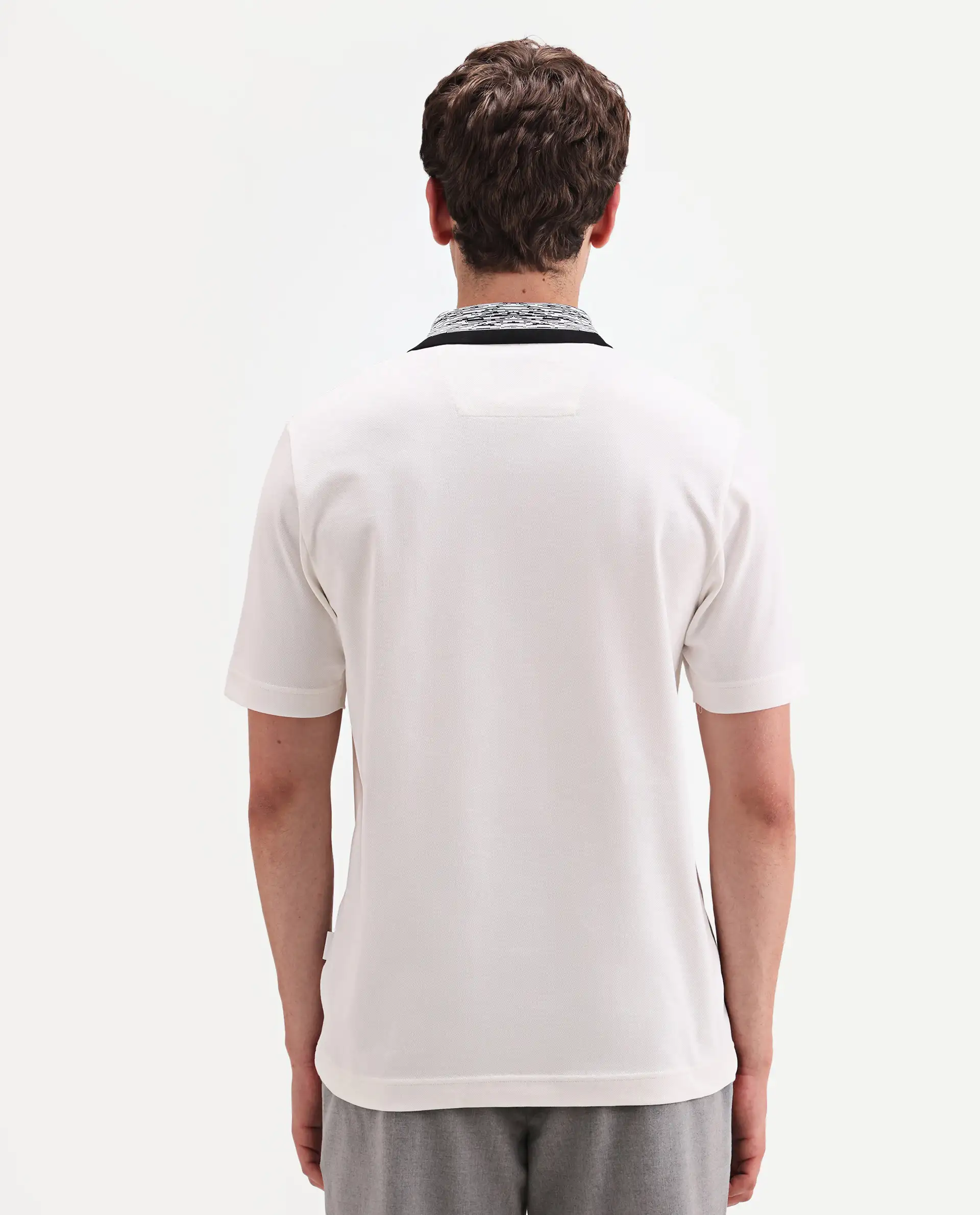 Rare Rabbit Men's Spalo White Cotton Blend Fabric Half Sleeve Spread Collar Regular Plain Polo - Image 7