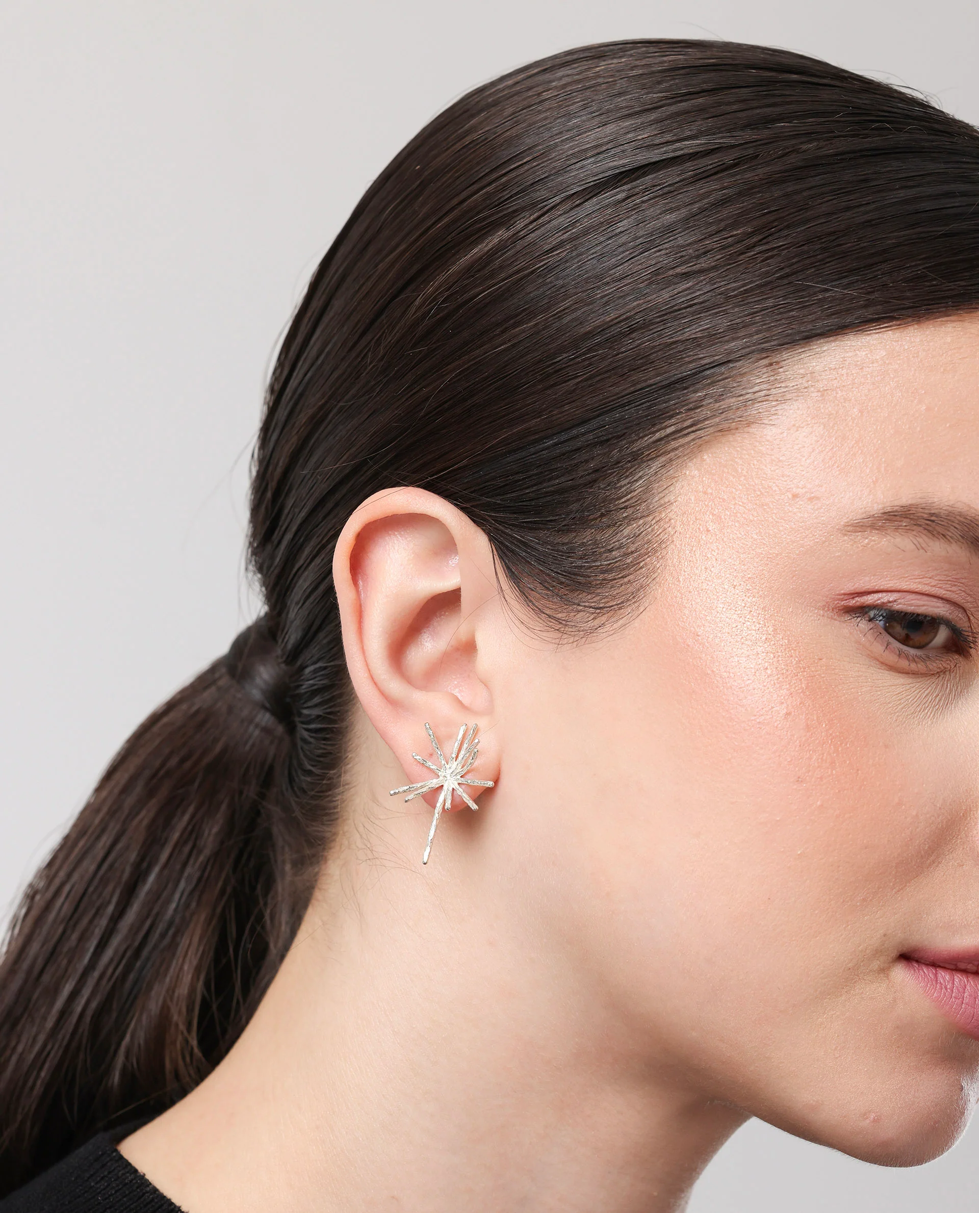 Rareism Women Spark White Silver Earring - Image 3