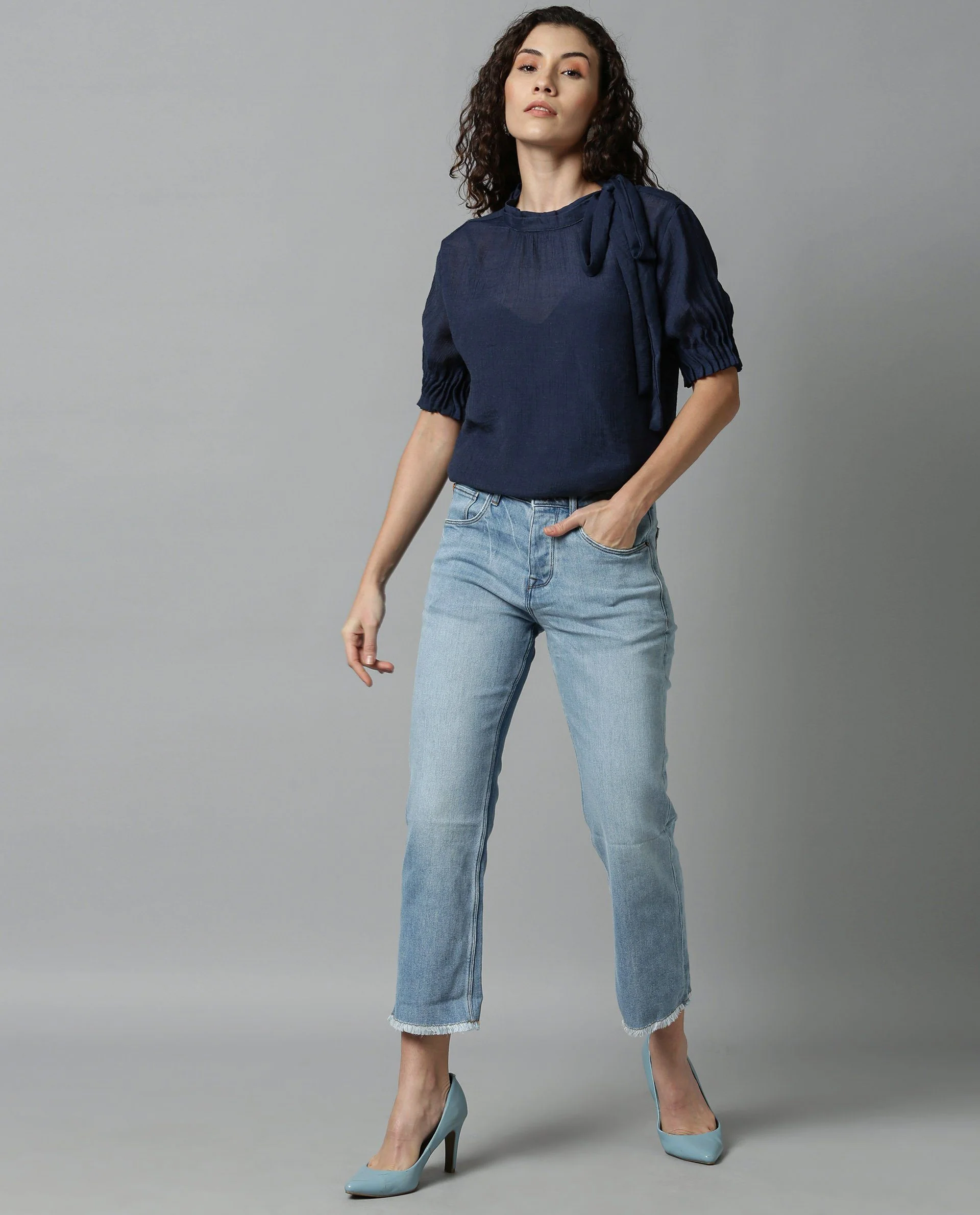 Rareism Women Sparrow Navy Top Short Sleeves - Image 7