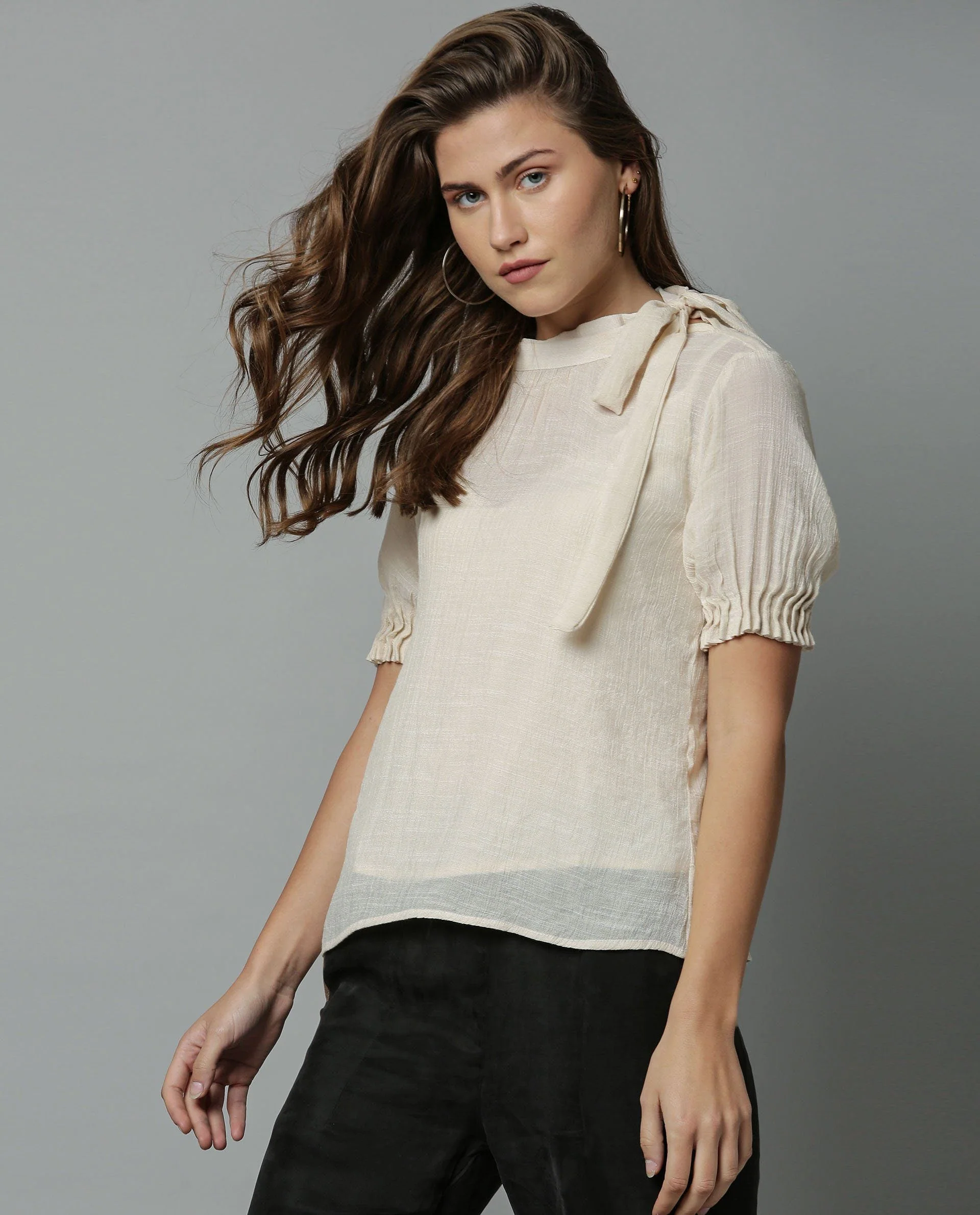 Rareism Women Sparrow Offwhite Top Short Sleeves