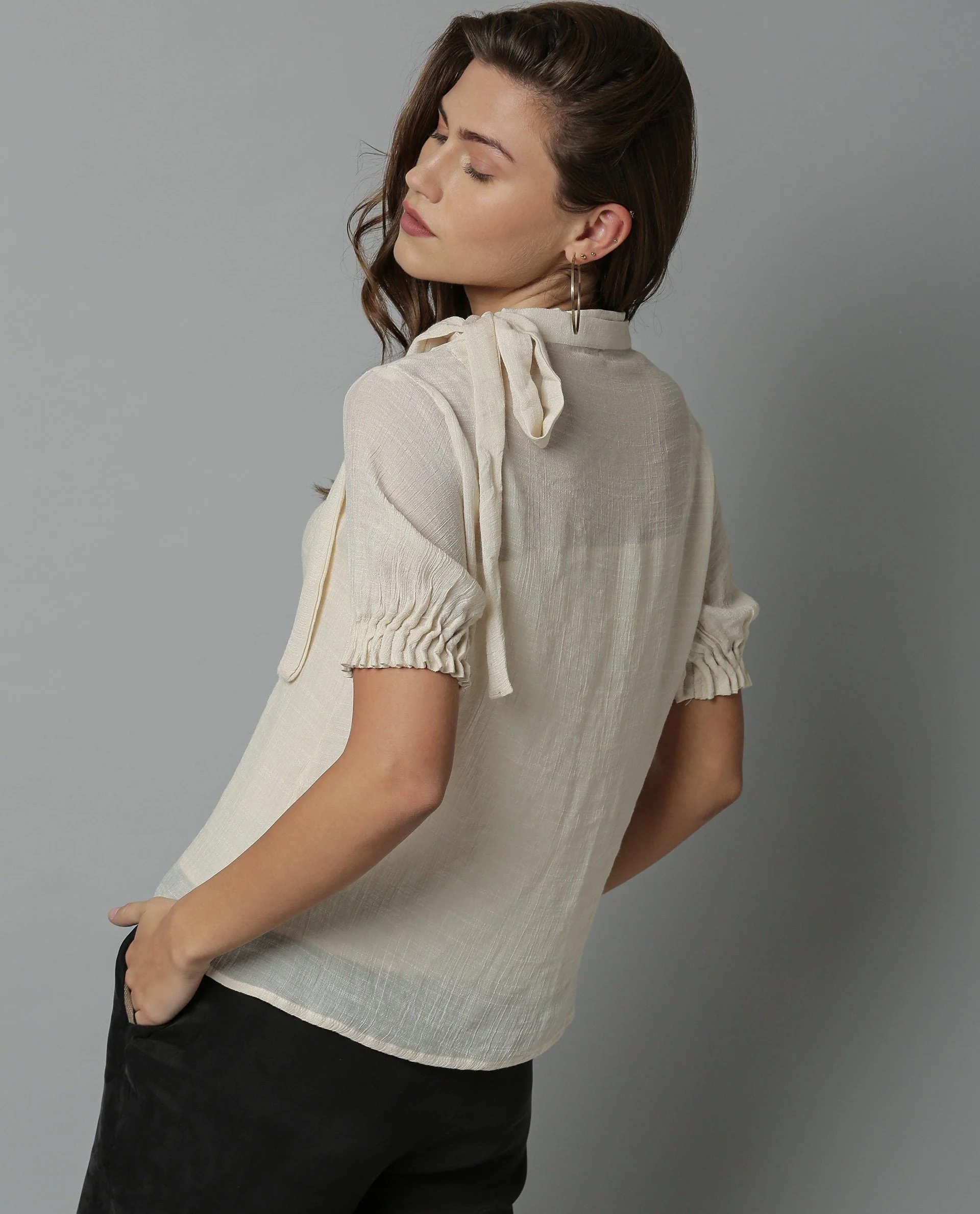 Rareism Women Sparrow Offwhite Top Short Sleeves - Image 3