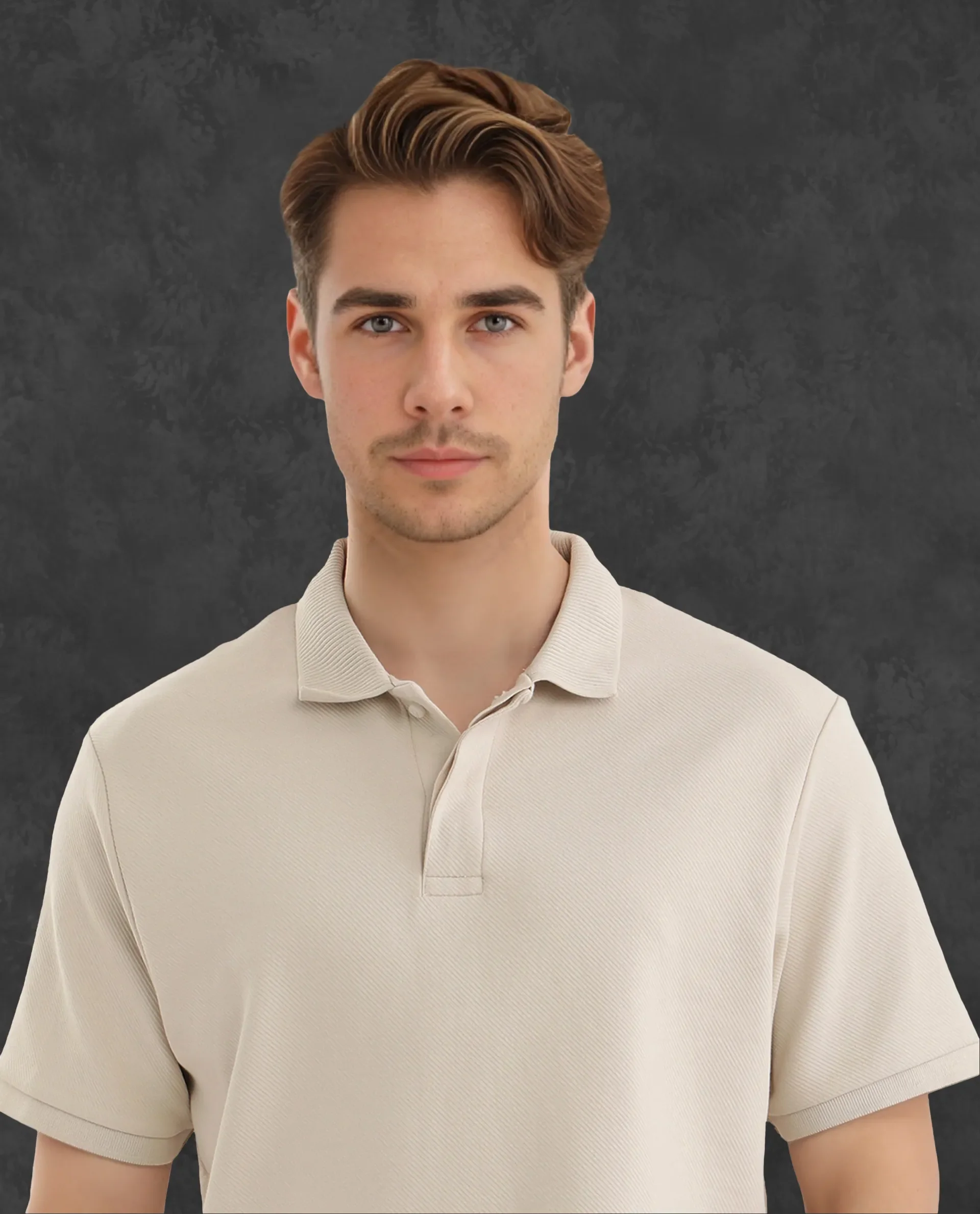Rare Rabbit Men's Spec Off White Twill Plain Oversized Fit Half Sleeve Polo - Image 2