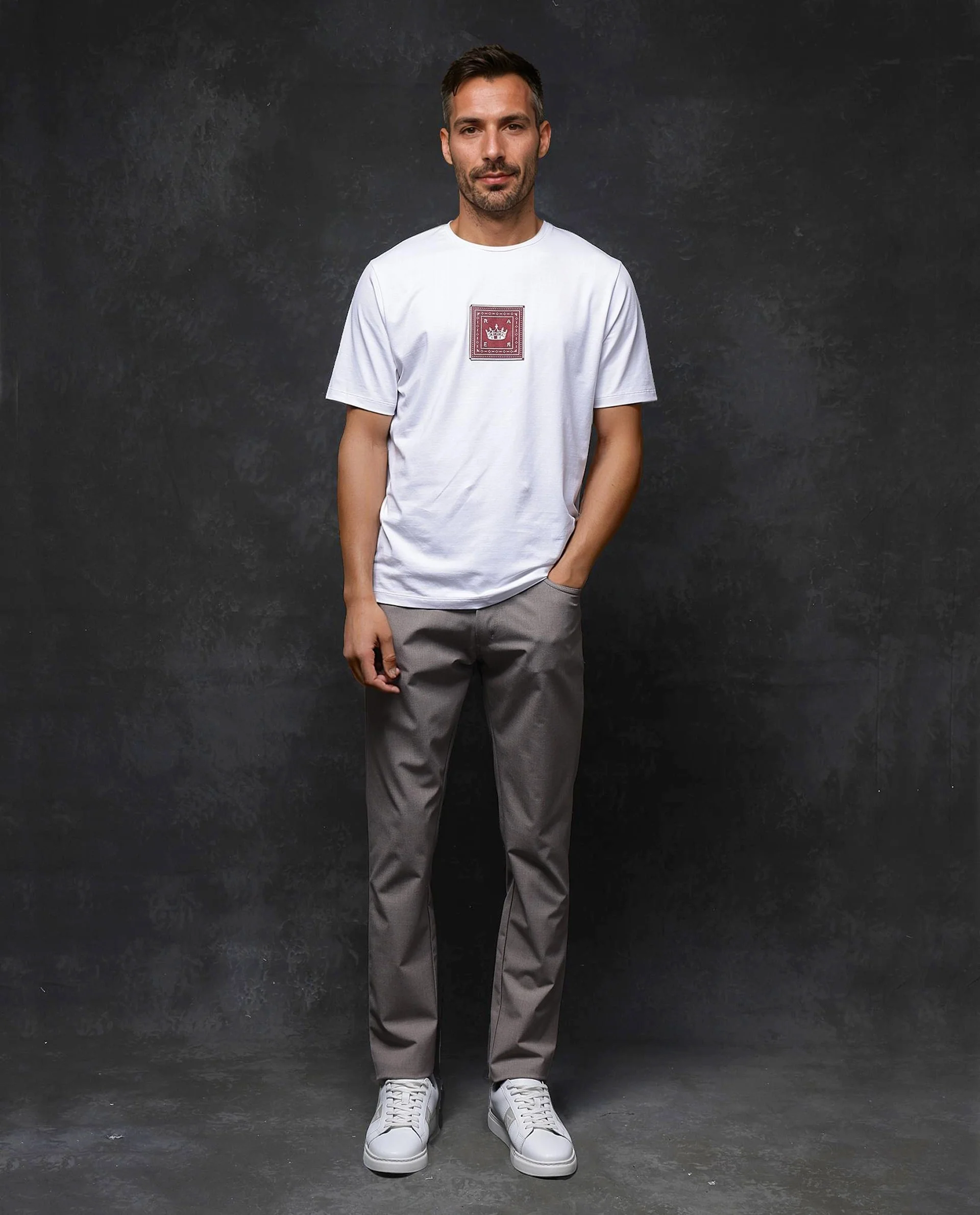 Rare Rabbit Men's Spectre White Cotton Blend Graphic Print Regular Fit Half Sleeve Crew Neck T-Shirt - Image 2