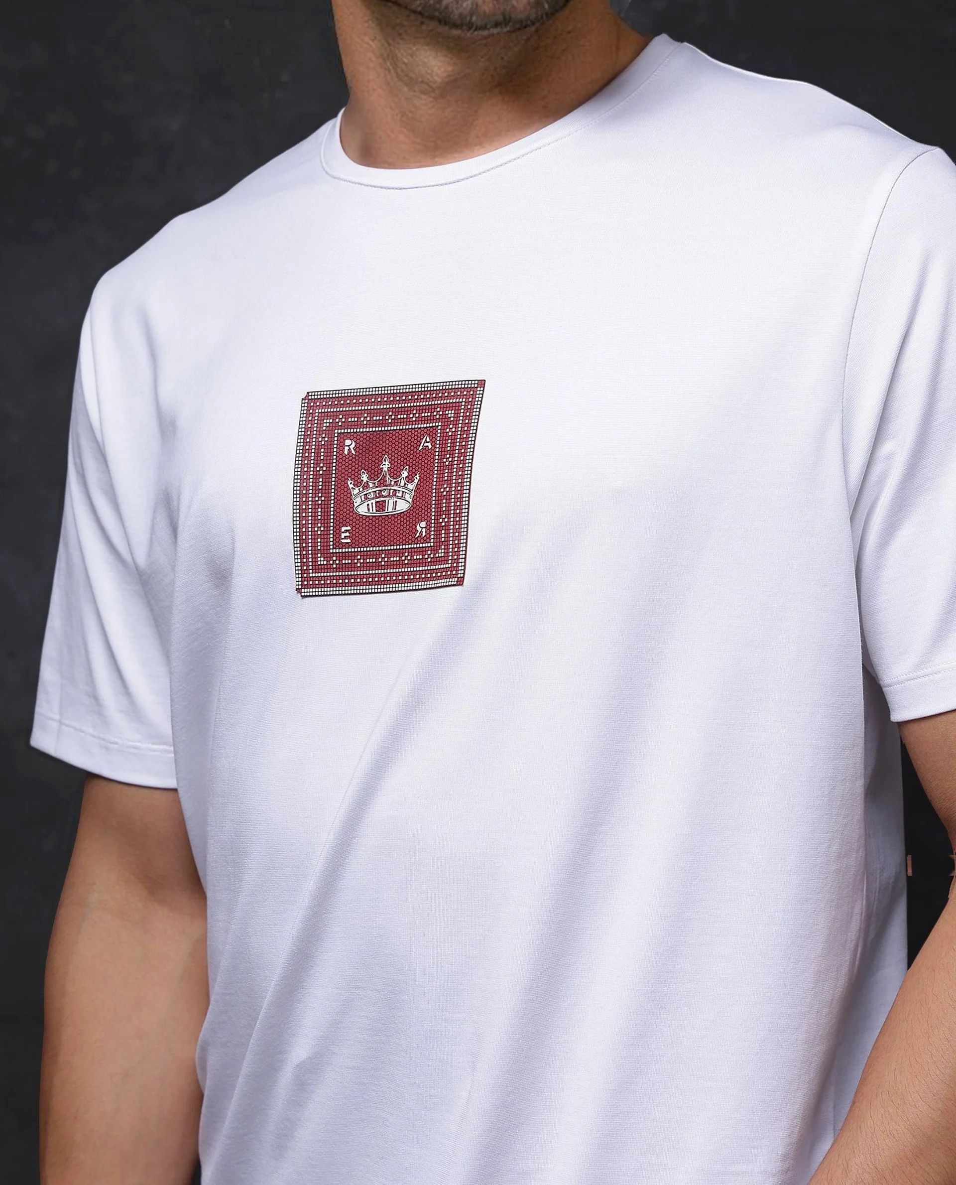 Rare Rabbit Men's Spectre White Cotton Blend Graphic Print Regular Fit Half Sleeve Crew Neck T-Shirt - Image 3