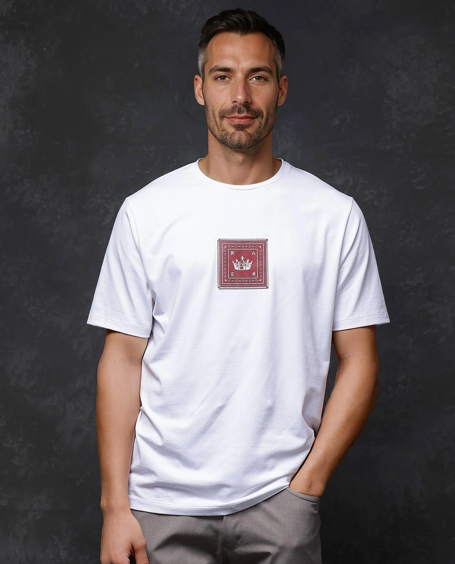 Rare Rabbit Men's Spectre White Cotton Blend Graphic Print Regular Fit Half Sleeve Crew Neck T-Shirt - Image 5