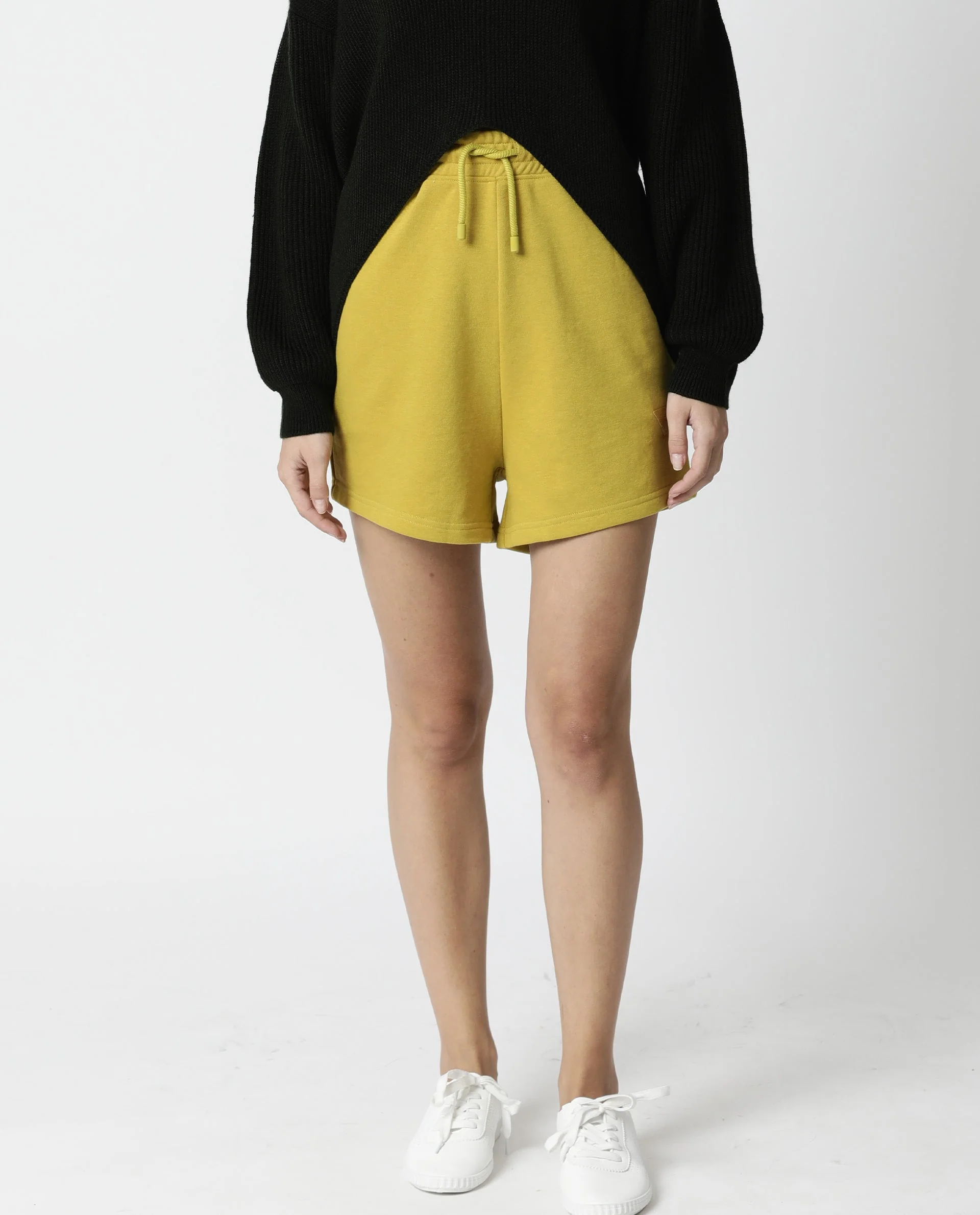 Rareism Women's Spence-1 Yellow Polyester Blend Plain Mini Regular Fit Shorts - Image 3