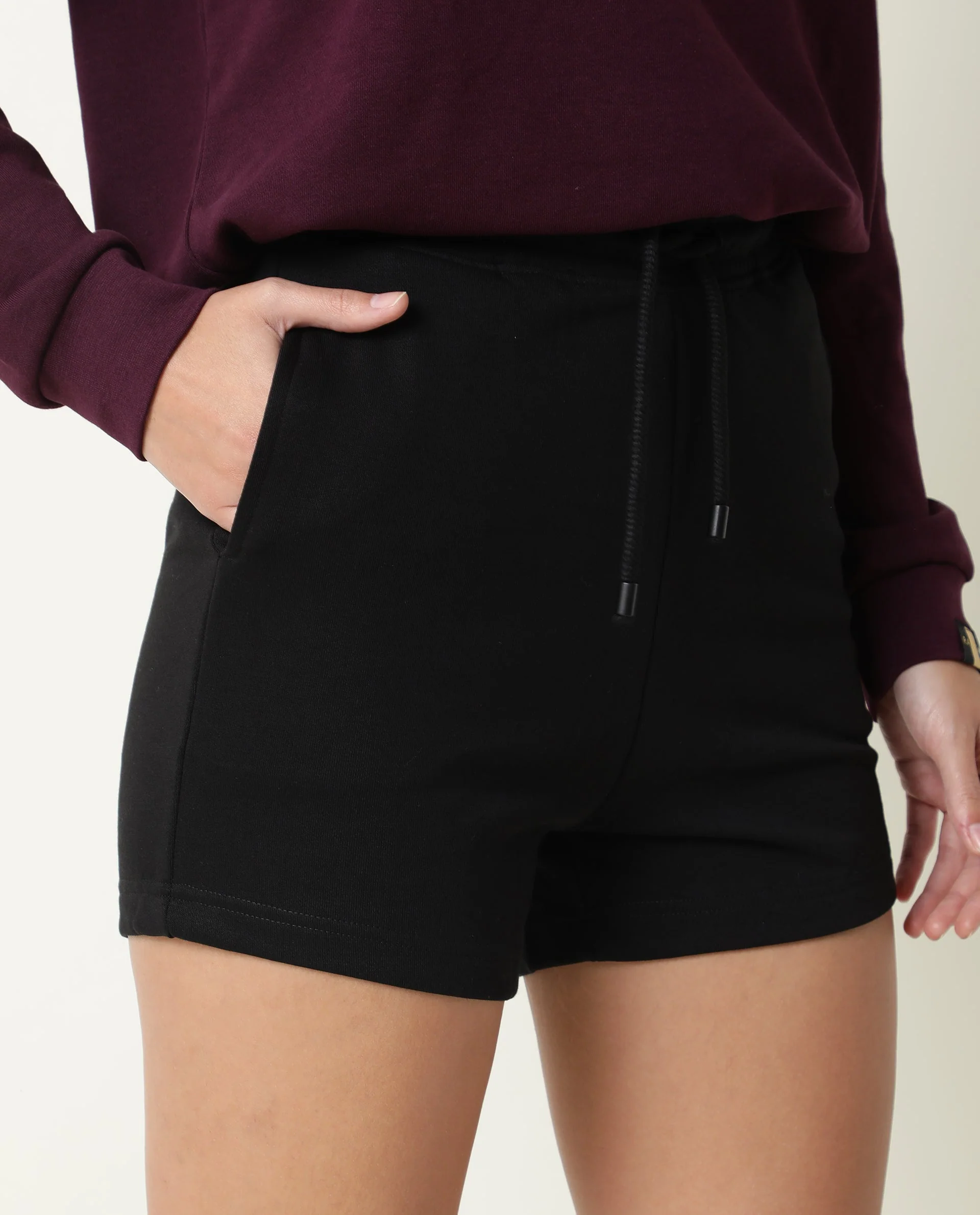 Rareism Womens Spence-1 Black Shorts Regular Fit Polycotton Fabric Mid Rise Elasticated Waistband - Image 5