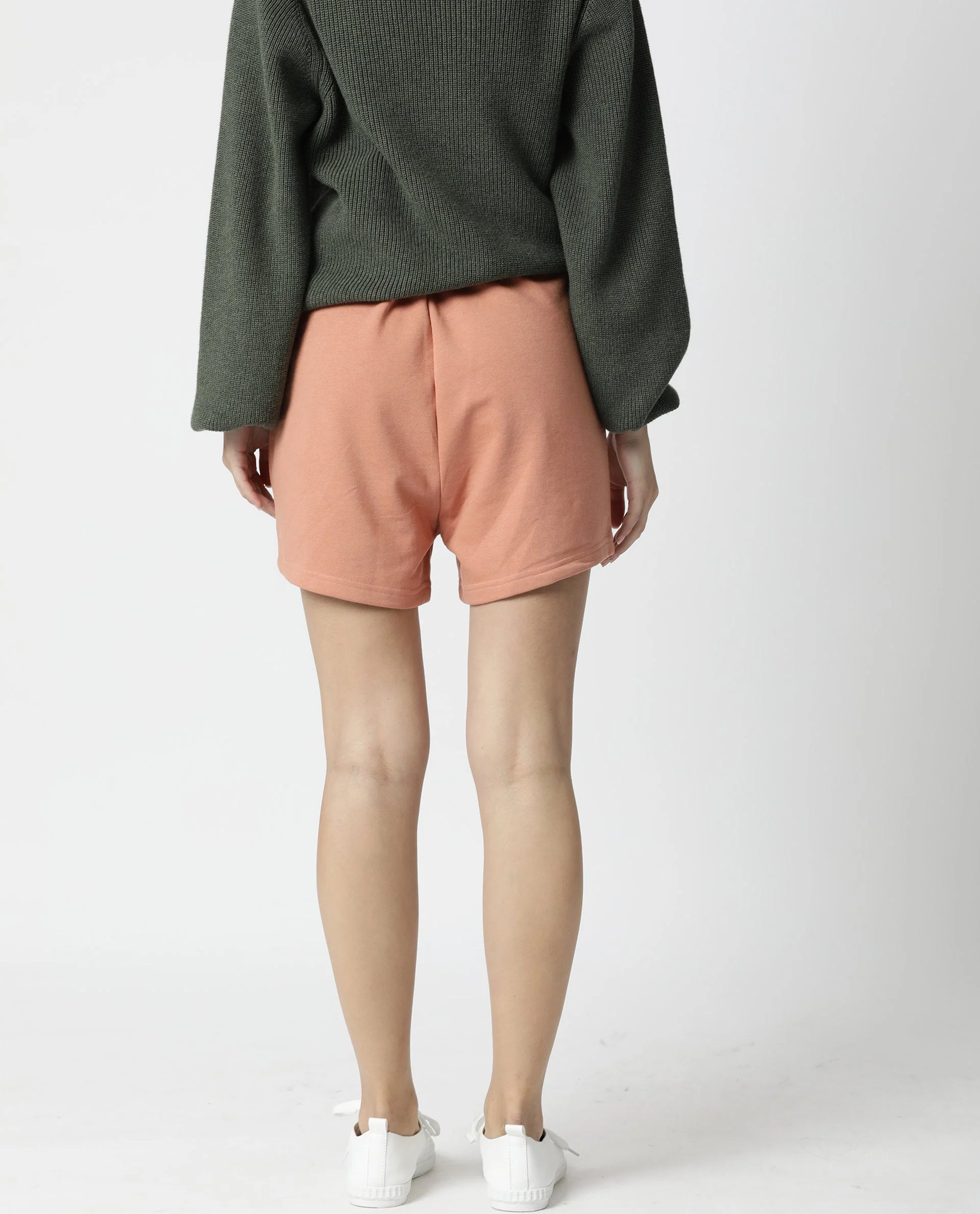 Rareism Women's Spence-1 Orange Polyester Blend Plain Mini Regular Fit Shorts - Image 5