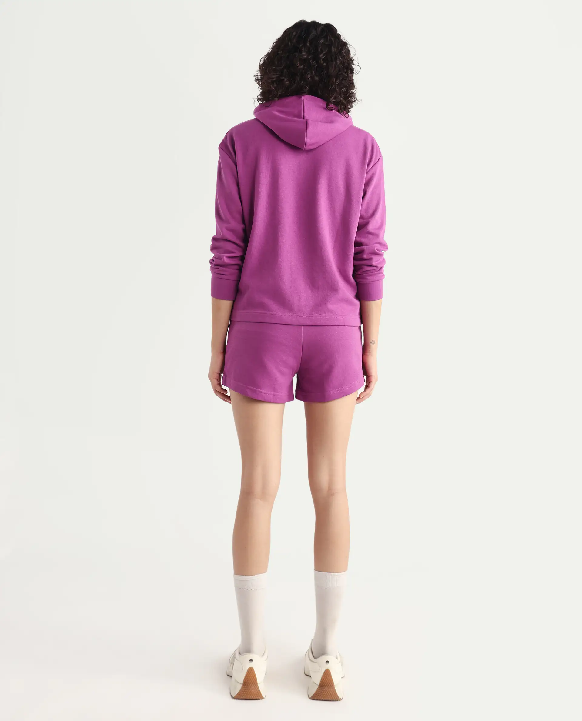 Rareism Women's Spence-1 Purple Polyester Blend Plain Mini Regular Fit Shorts - Image 7
