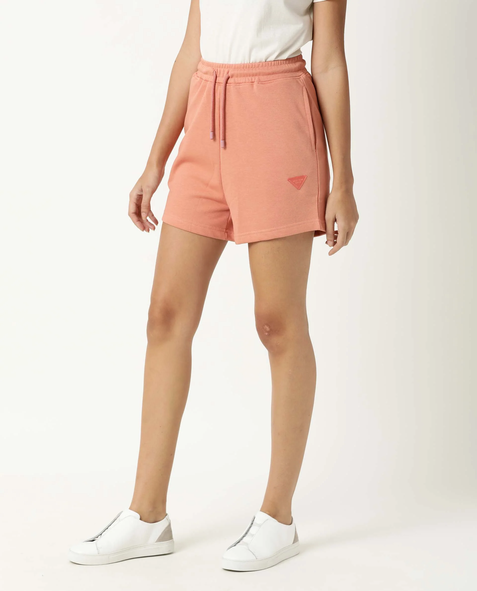 Rareism Women's Spence Orange Polyester Blend Plain Mini Regular Fit Shorts - Image 2