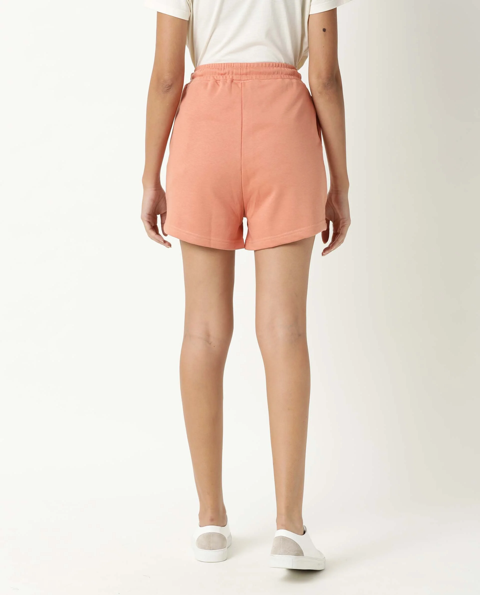 Rareism Women's Spence Orange Polyester Blend Plain Mini Regular Fit Shorts - Image 5