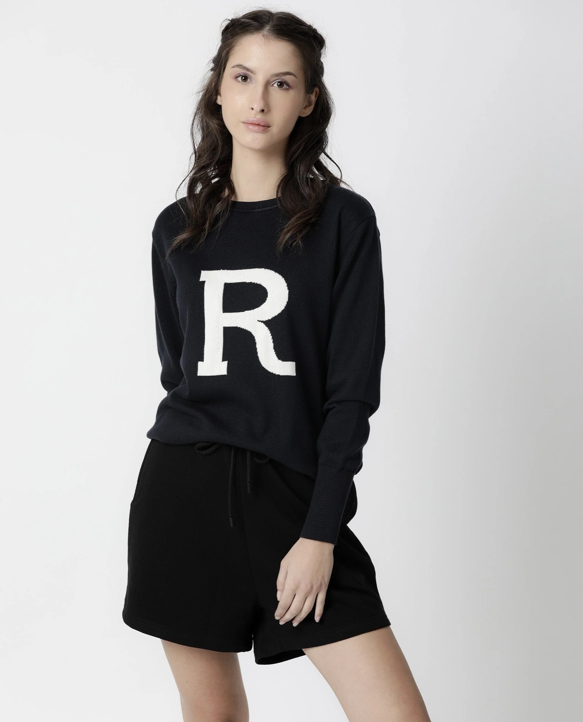 Rareism Womens Spence Black Shorts Regular Fit Polycotton Fabric Mid Rise Elasticated Waistband - Image 7