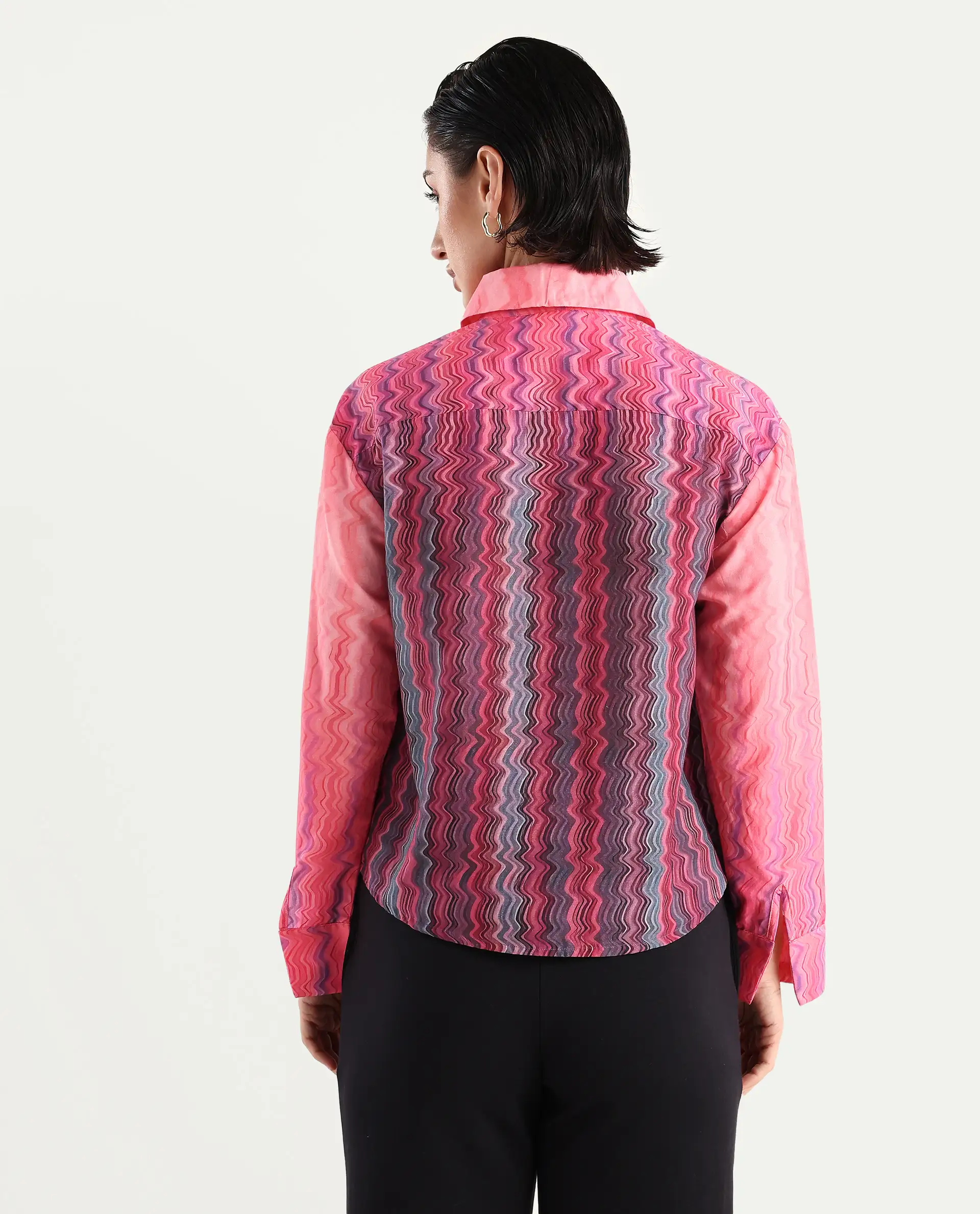 Rareism Women's Spezia Multi Cotton Drop Collar Abstract Print Cuffed Sleeve Regular Fit Shirt - Image 7