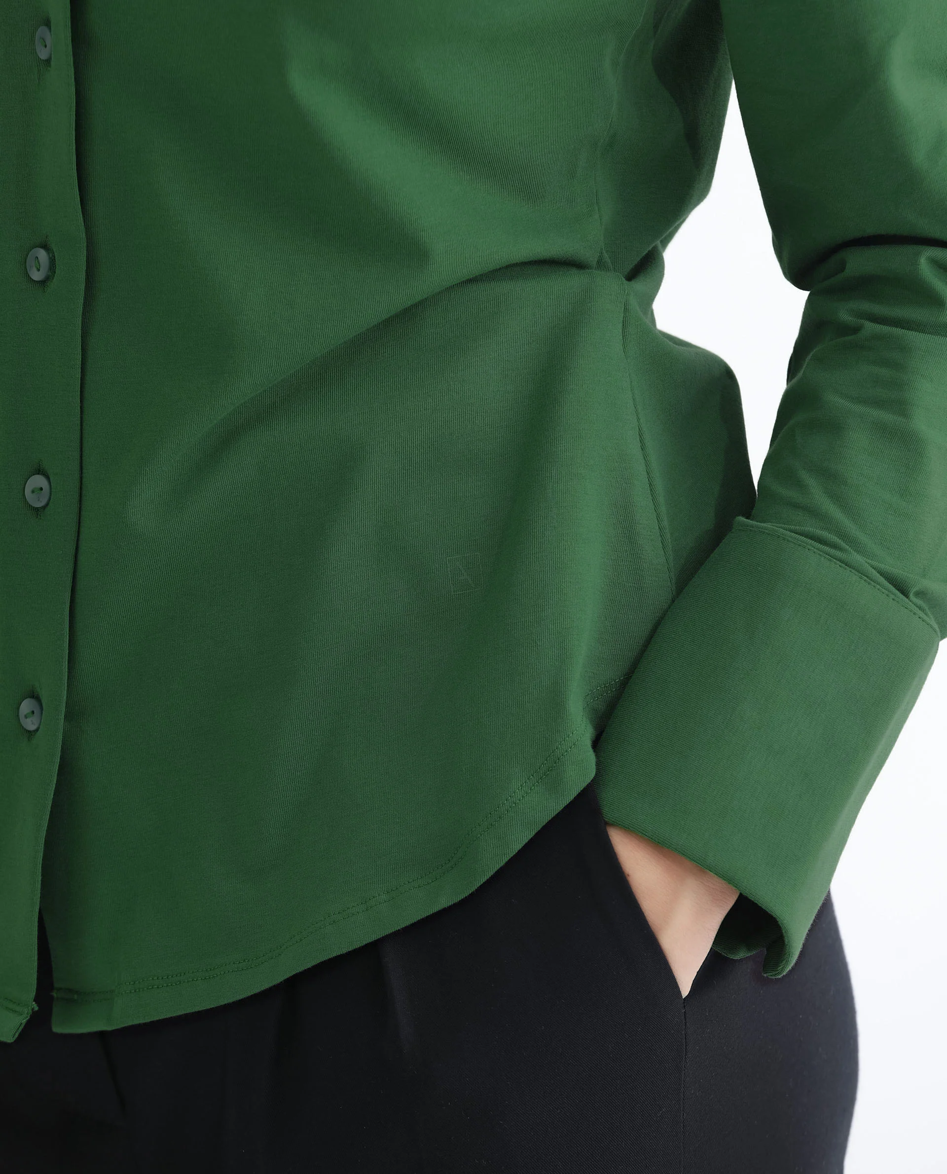 Rareism Women's Spie Olive Cotton Drop Collar Plain Cuffed Sleeve Regular Fit Shirt - Image 2