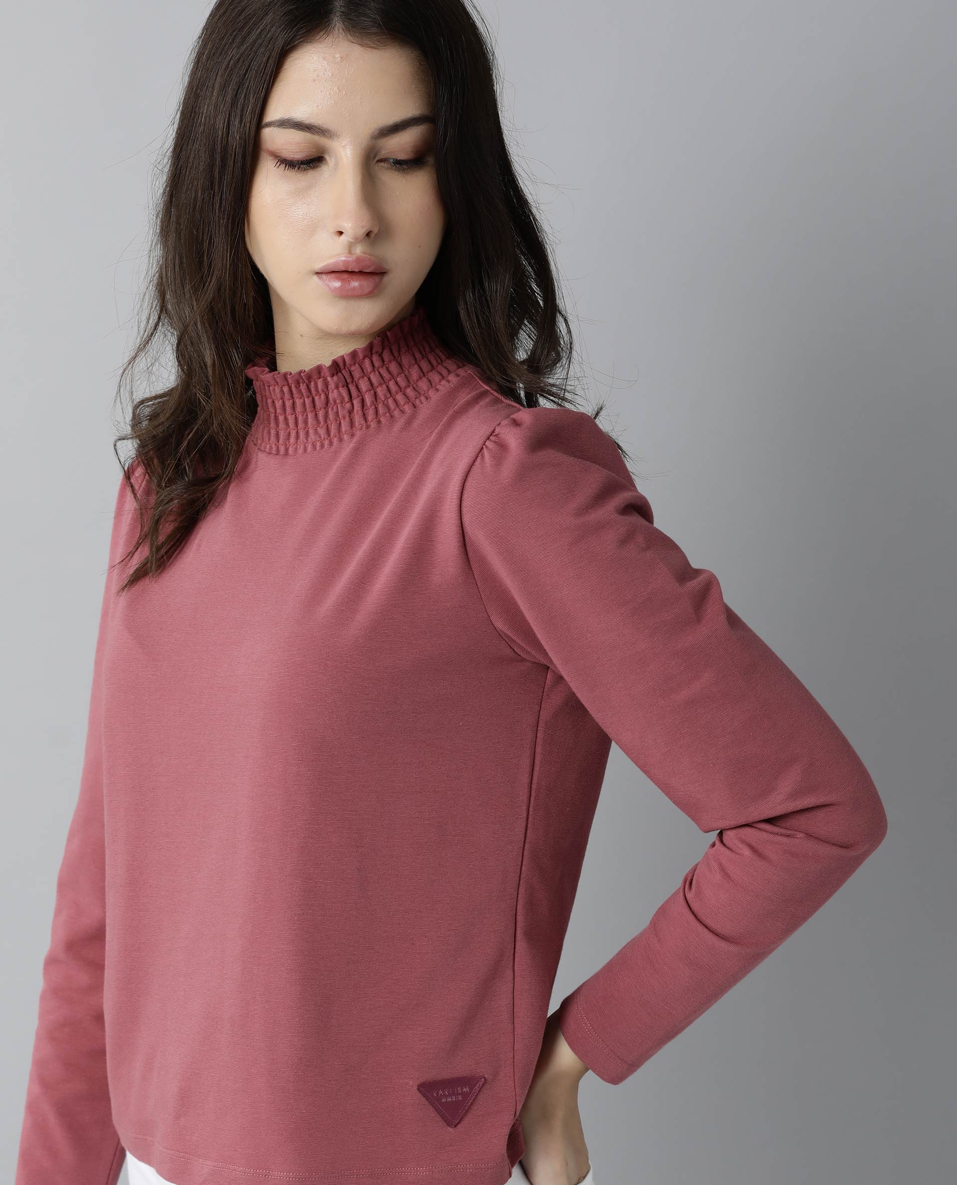 Rareism Women Spinny Pink T-Shirt Full Sleeves - Image 4