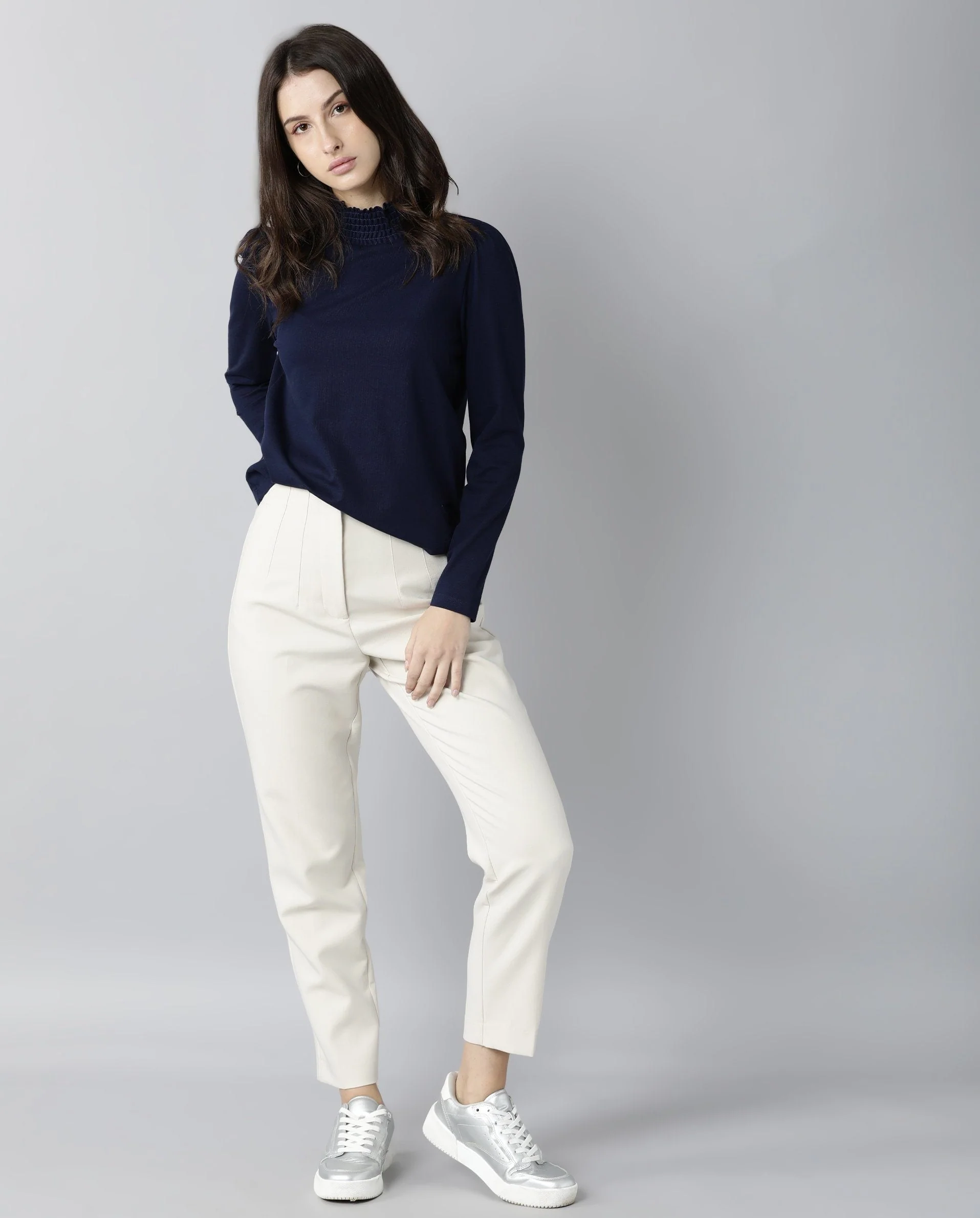 Rareism Women Spinny Navy T-Shirt Full Sleeves - Image 10