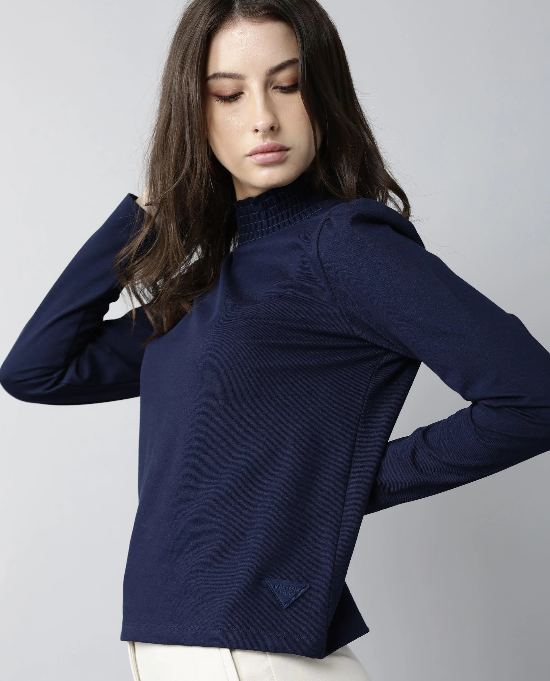 Rareism Women Spinny Navy T-Shirt Full Sleeves - Image 12