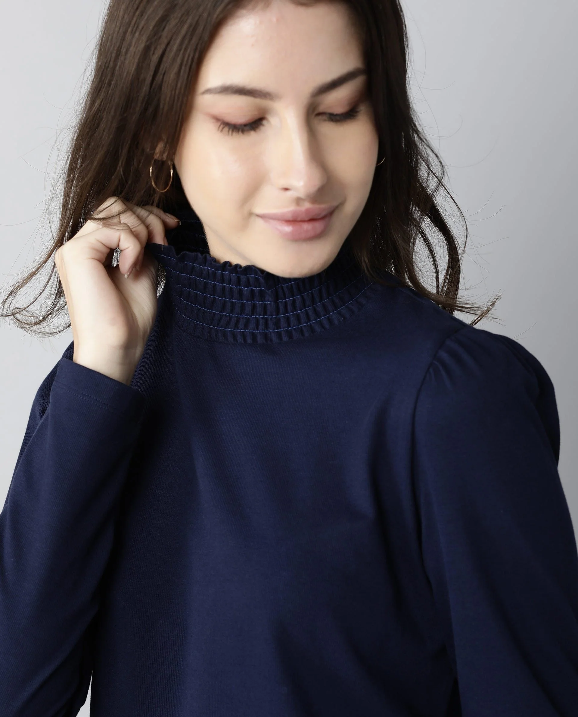 Rareism Women Spinny Navy T-Shirt Full Sleeves - Image 2