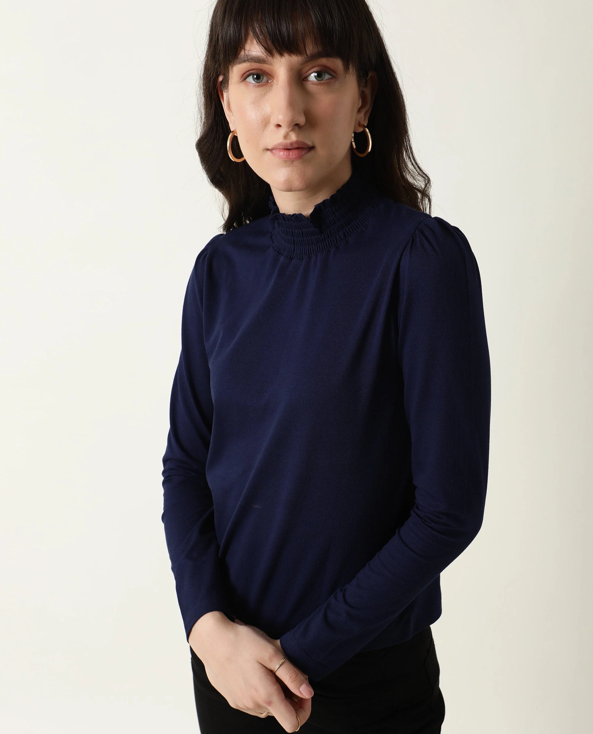 Rareism Women Spinny Navy T-Shirt Full Sleeves - Image 3