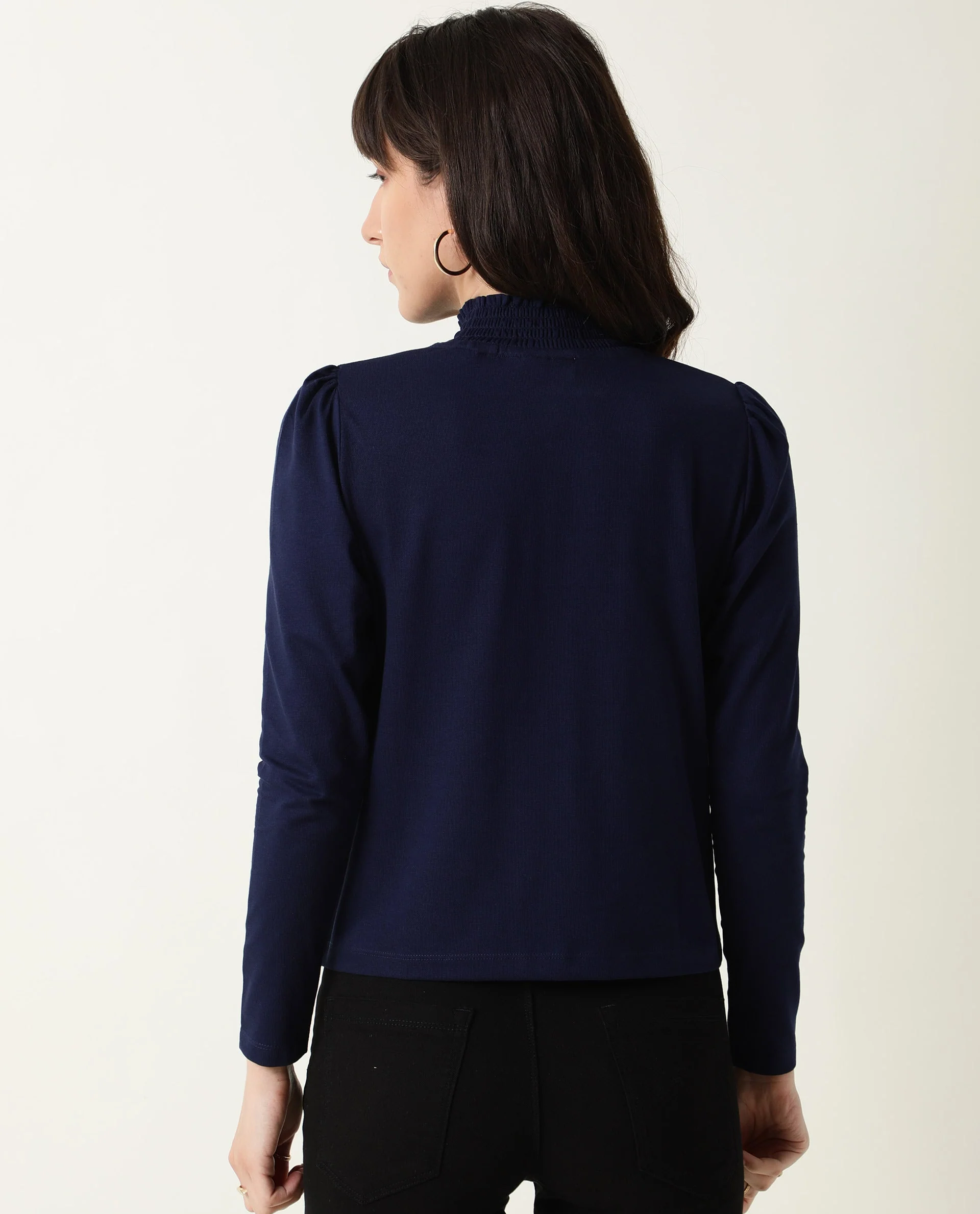 Rareism Women Spinny Navy T-Shirt Full Sleeves - Image 4
