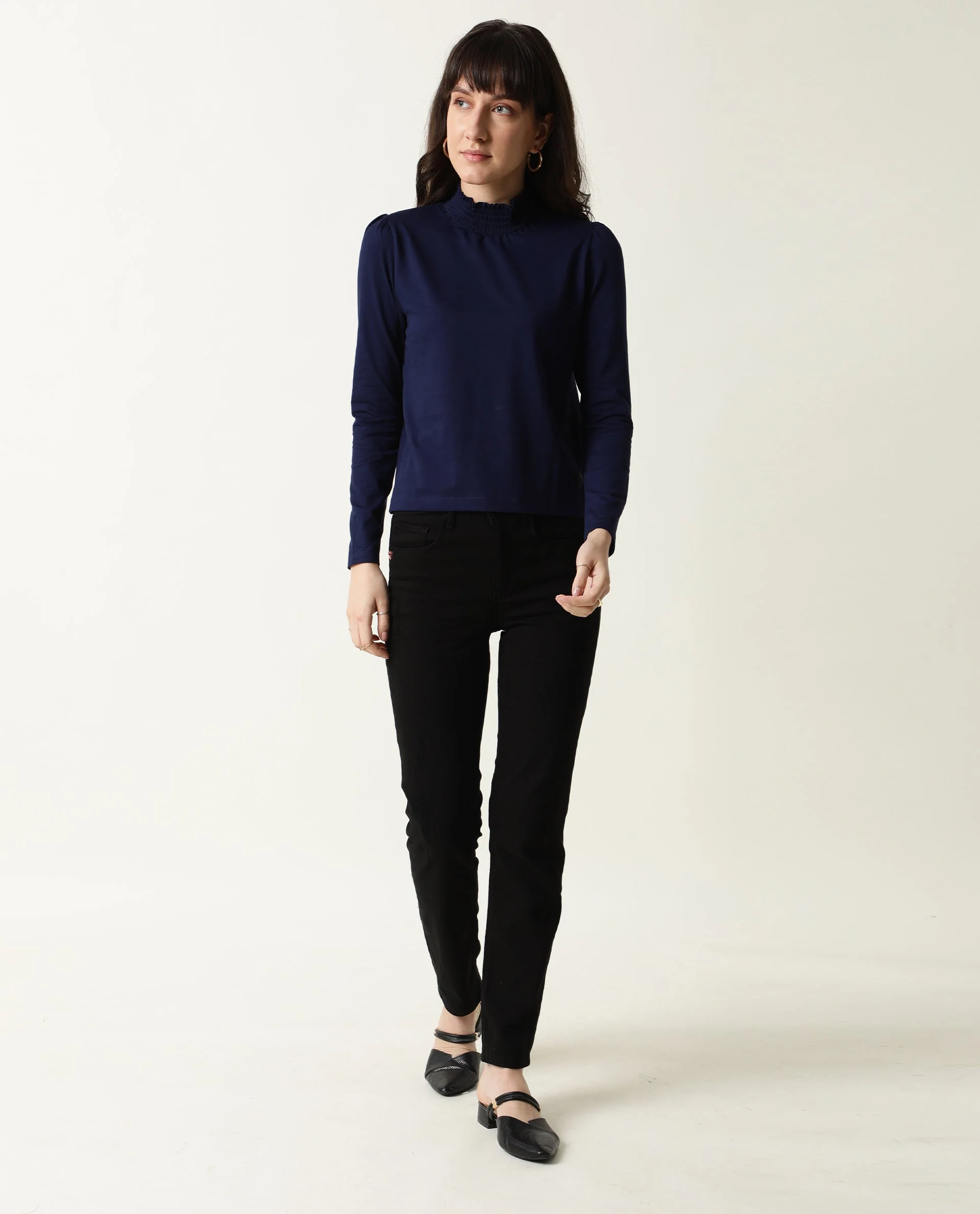 Rareism Women Spinny Navy T-Shirt Full Sleeves - Image 5