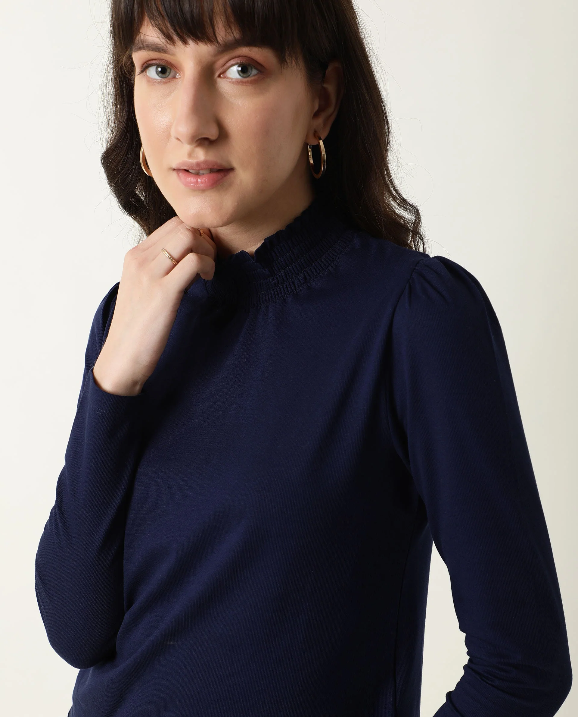 Rareism Women Spinny Navy T-Shirt Full Sleeves - Image 6