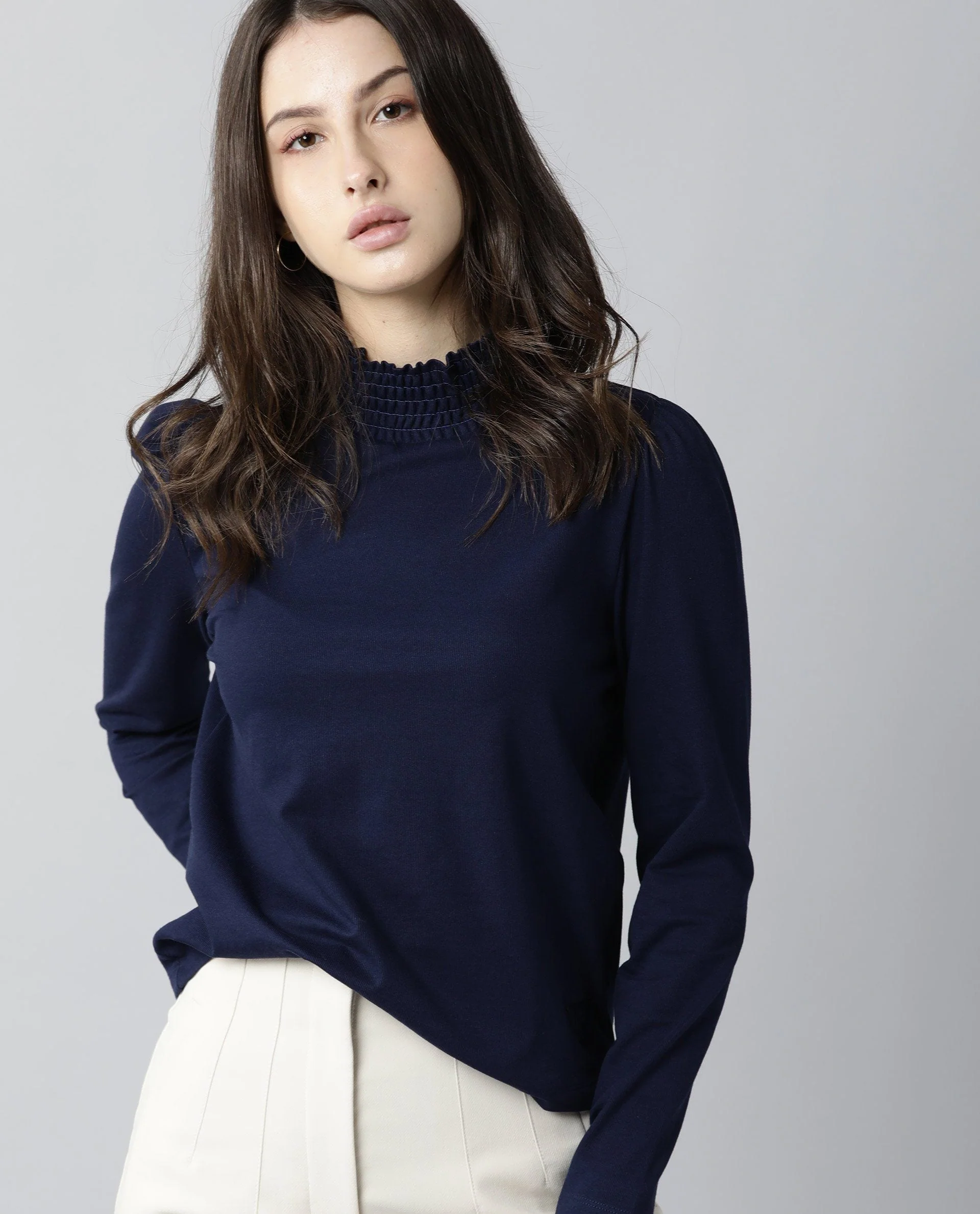 Rareism Women Spinny Navy T-Shirt Full Sleeves - Image 7