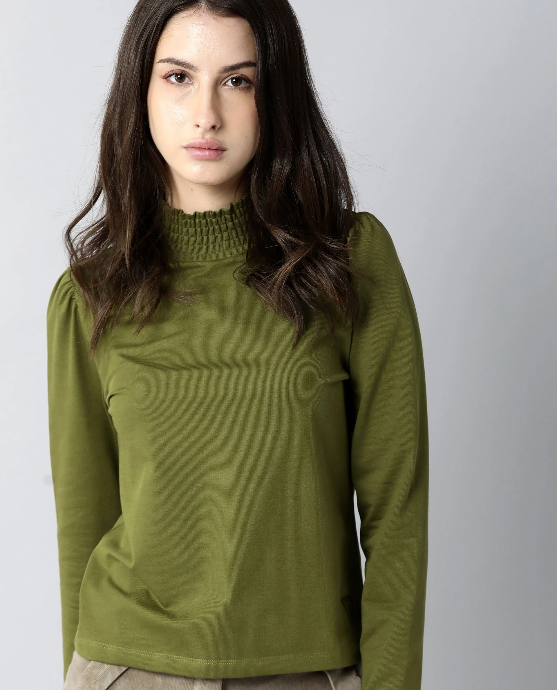 Rareism Women Spinny Olive T-Shirt Full Sleeves - Image 10
