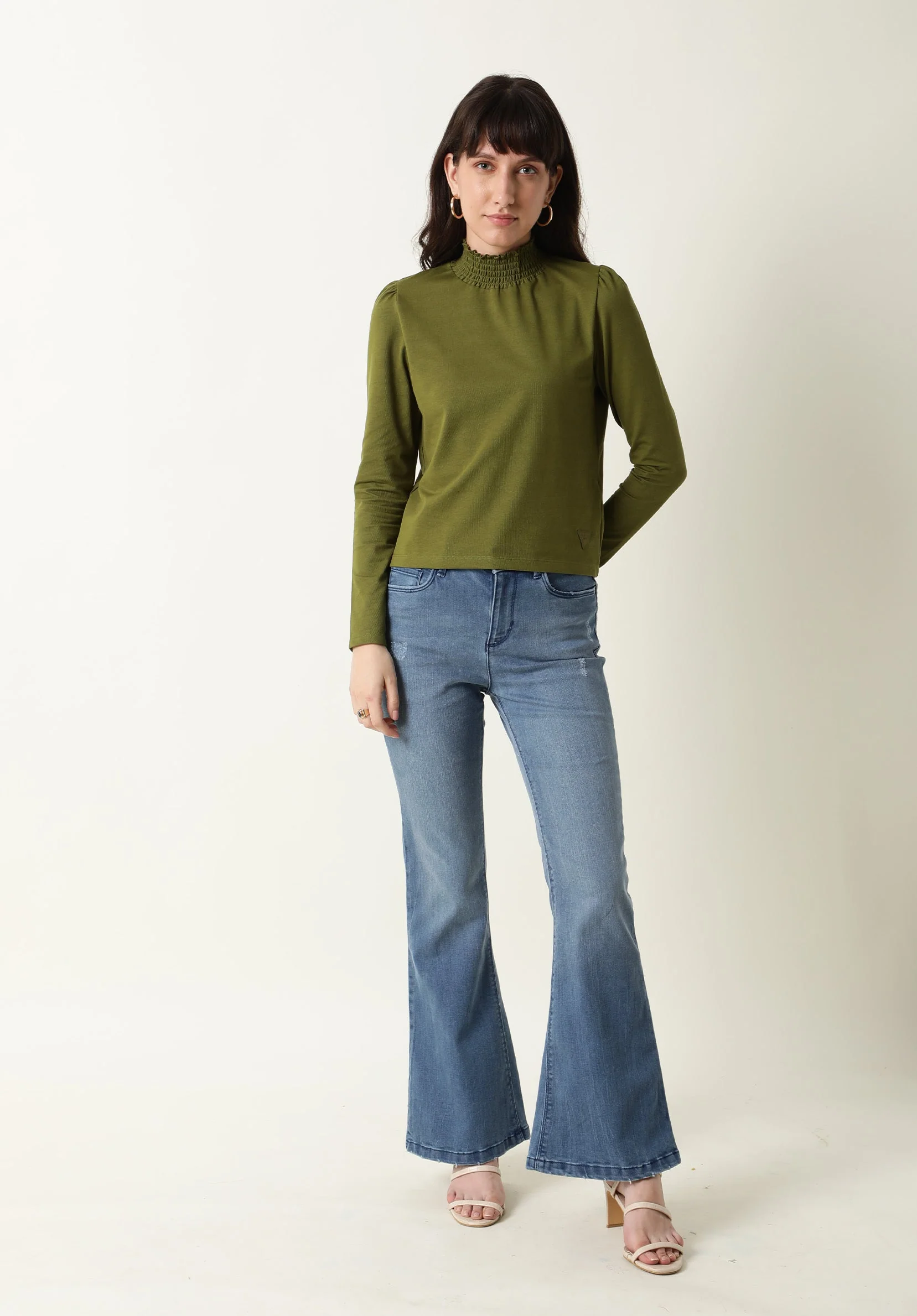 Rareism Women Spinny Olive T-Shirt Full Sleeves - Image 7