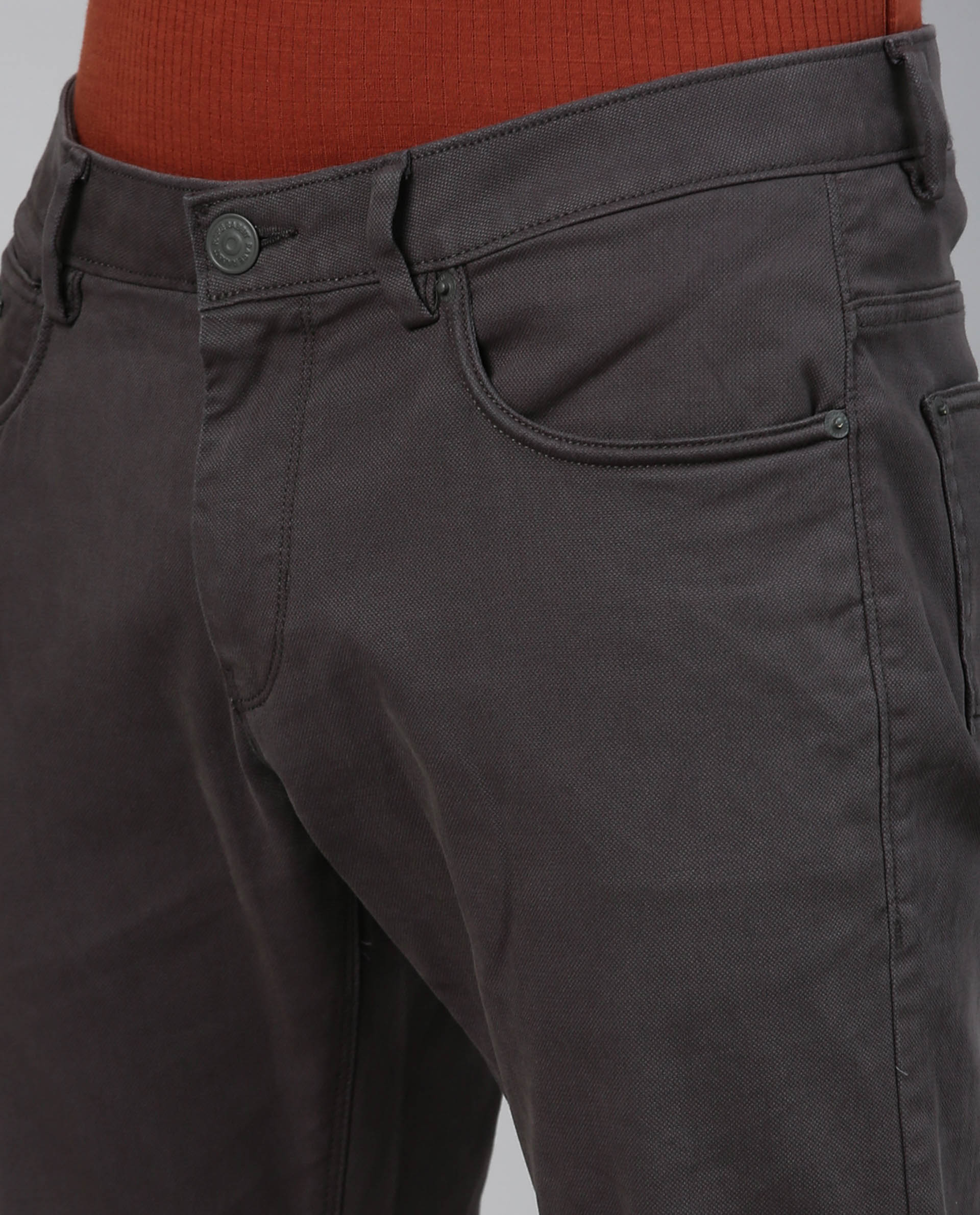 Rare Rabbit Men's Spock 4 Grey Cotton Regular Fit Trouser - Image 2