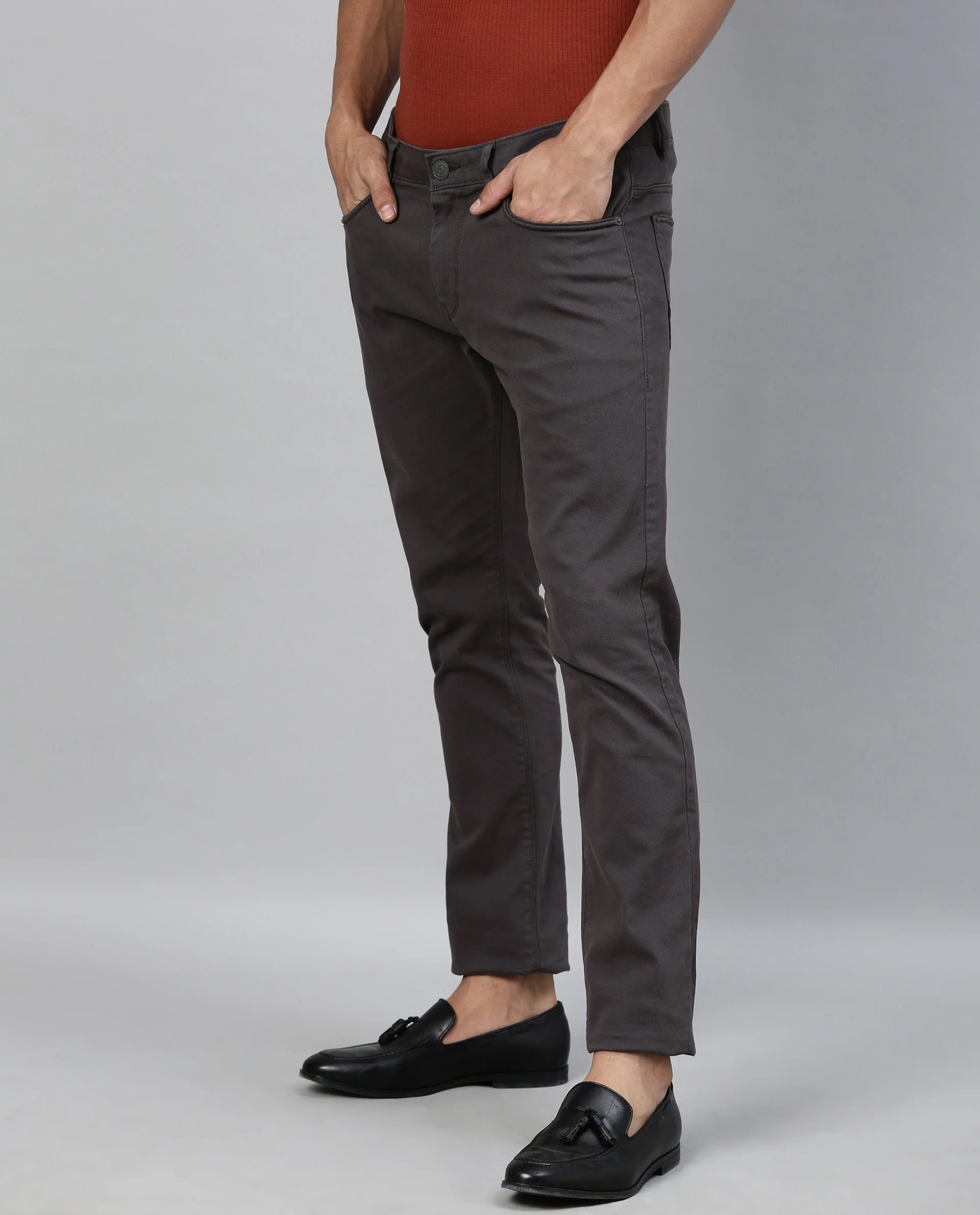 Rare Rabbit Men's Spock 4 Grey Cotton Regular Fit Trouser - Image 3